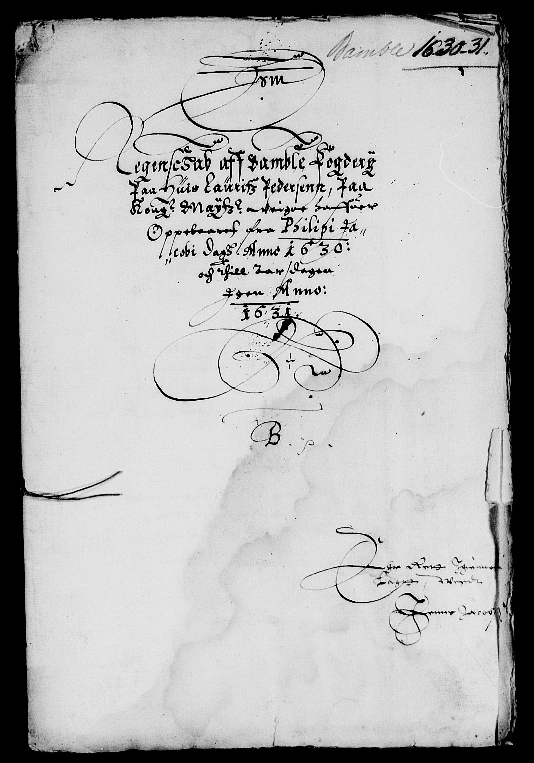 Rentekammeret inntil 1814, Reviderte regnskaper, Lensregnskaper, AV/RA-EA-5023/R/Rb/Rbp/L0014: Bratsberg len, 1630-1631