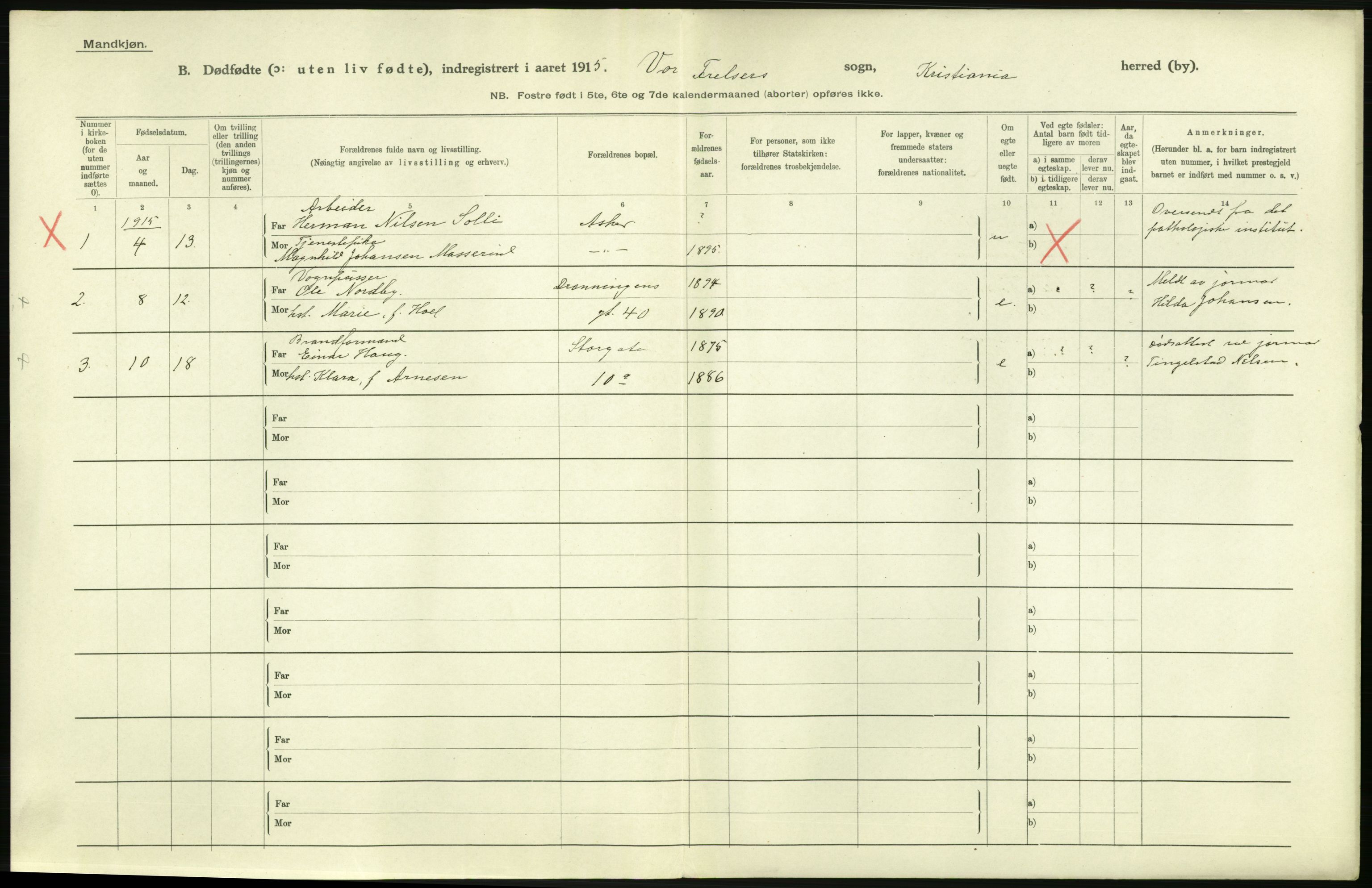 Statistisk sentralbyrå, Sosiodemografiske emner, Befolkning, RA/S-2228/D/Df/Dfb/Dfbe/L0010: Kristiania: Døde, dødfødte., 1915, p. 390