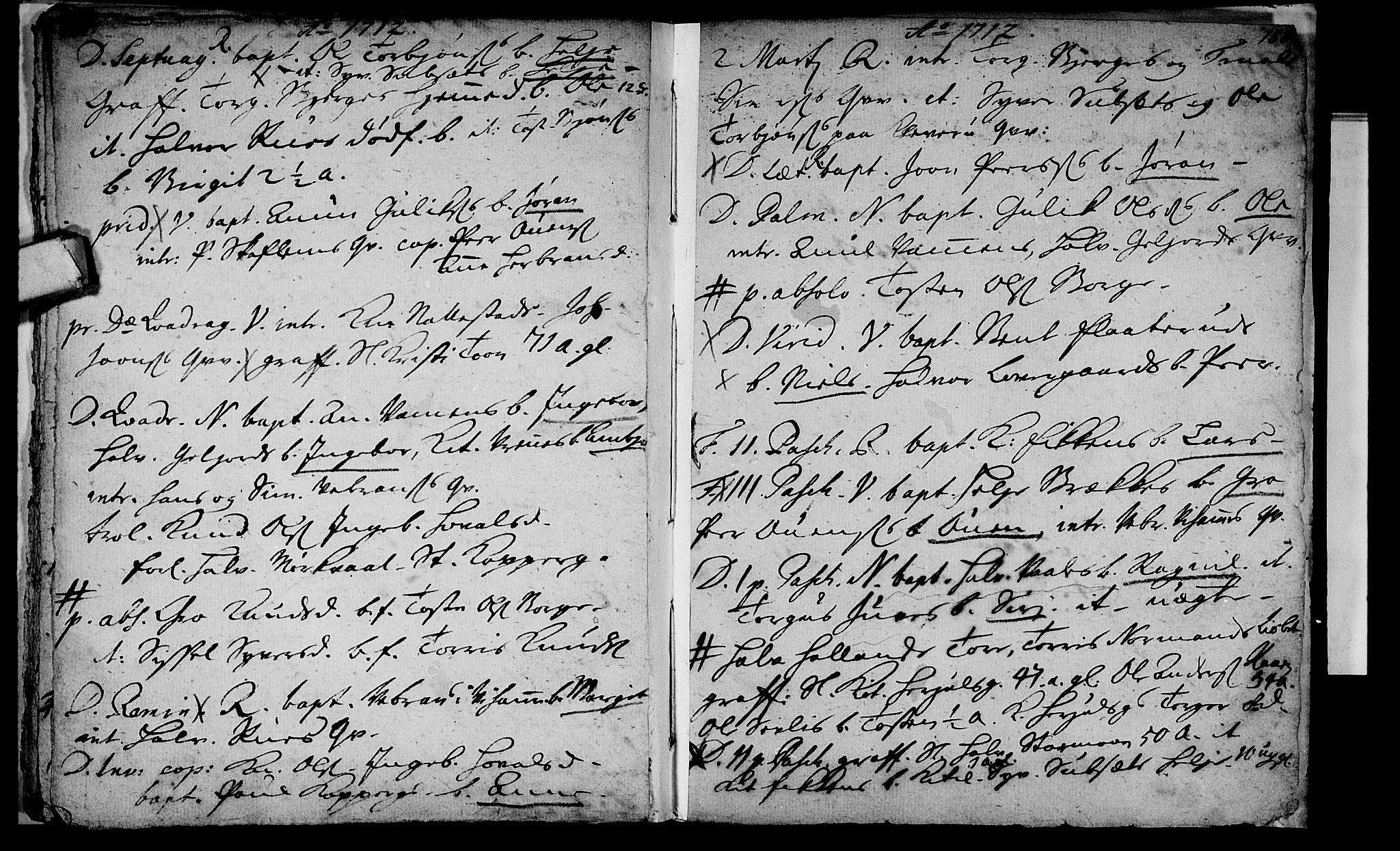 Rollag kirkebøker, SAKO/A-240/F/Fa/L0001: Parish register (official) no. I 1, 1708-1712, p. 184-185