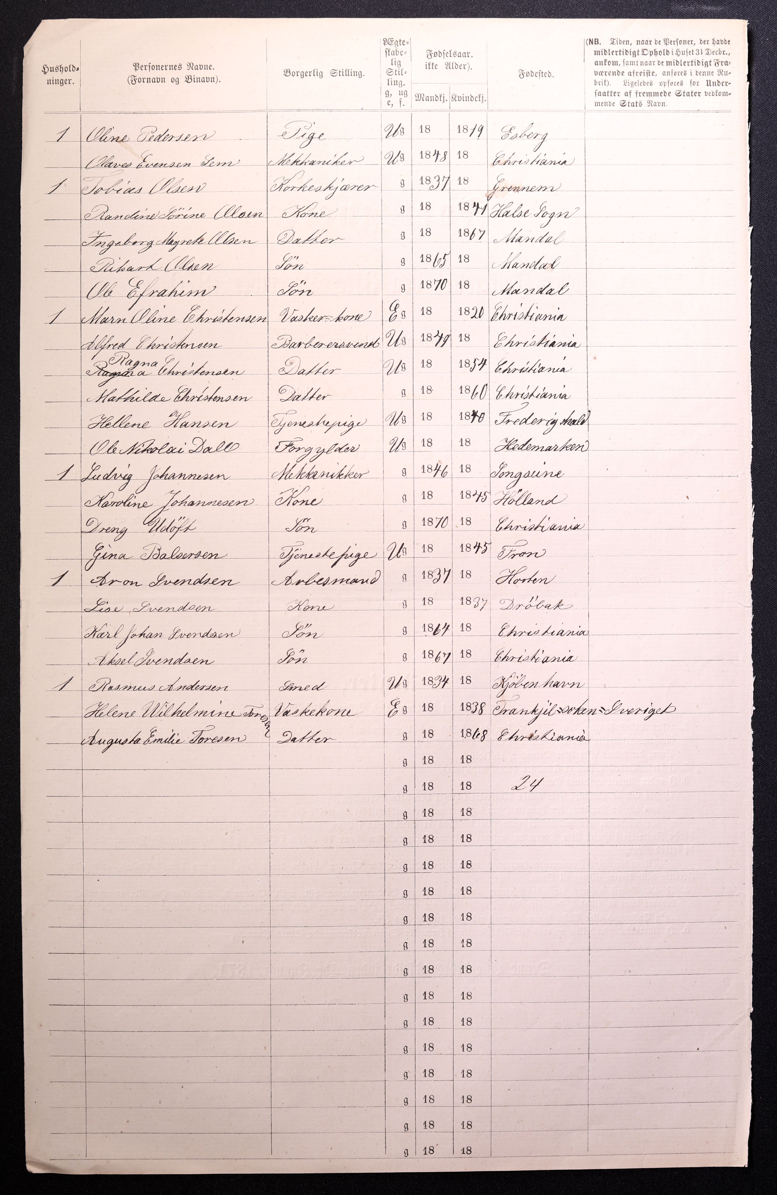 RA, 1870 census for 0301 Kristiania, 1870, p. 2249