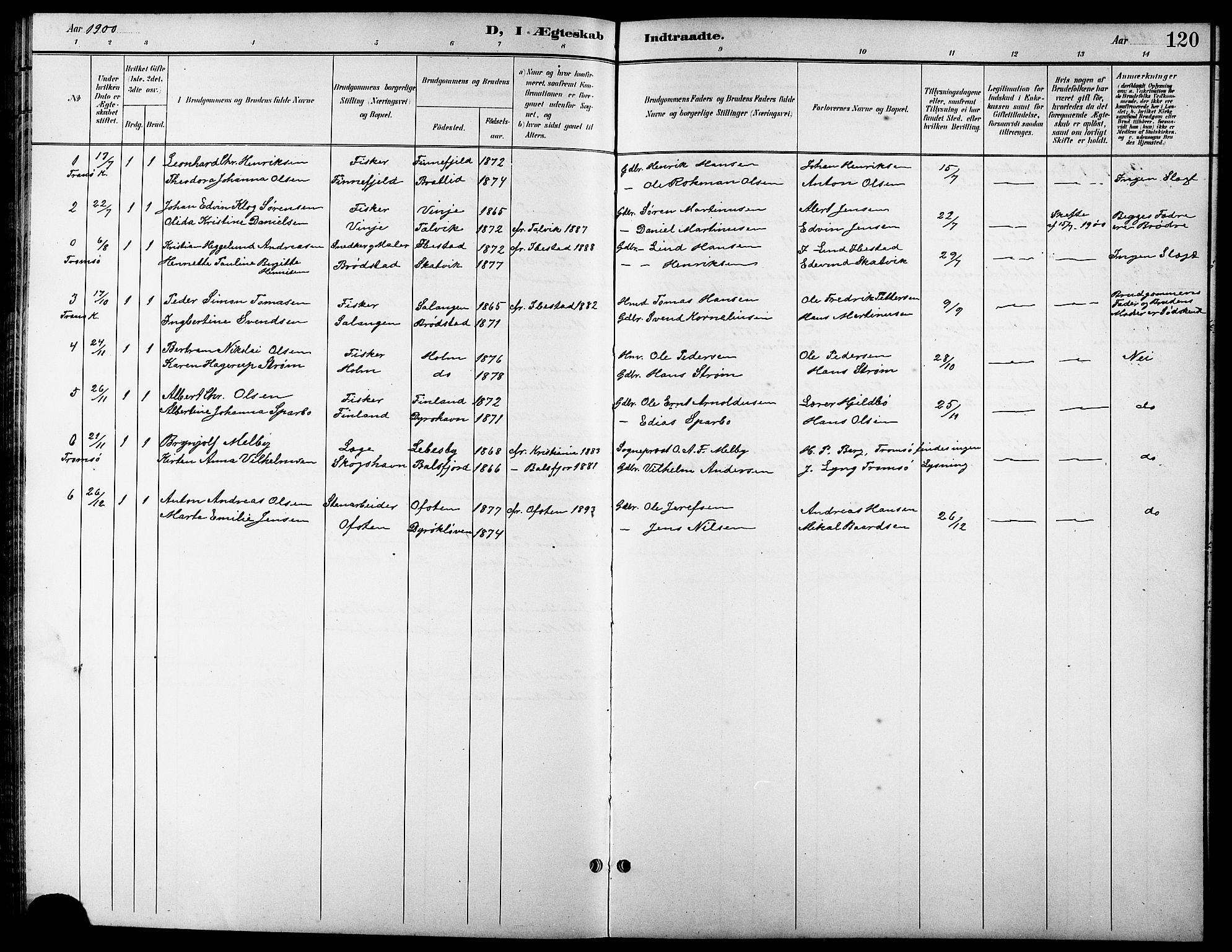 Tranøy sokneprestkontor, SATØ/S-1313/I/Ia/Iab/L0014klokker: Parish register (copy) no. 14, 1896-1918, p. 120