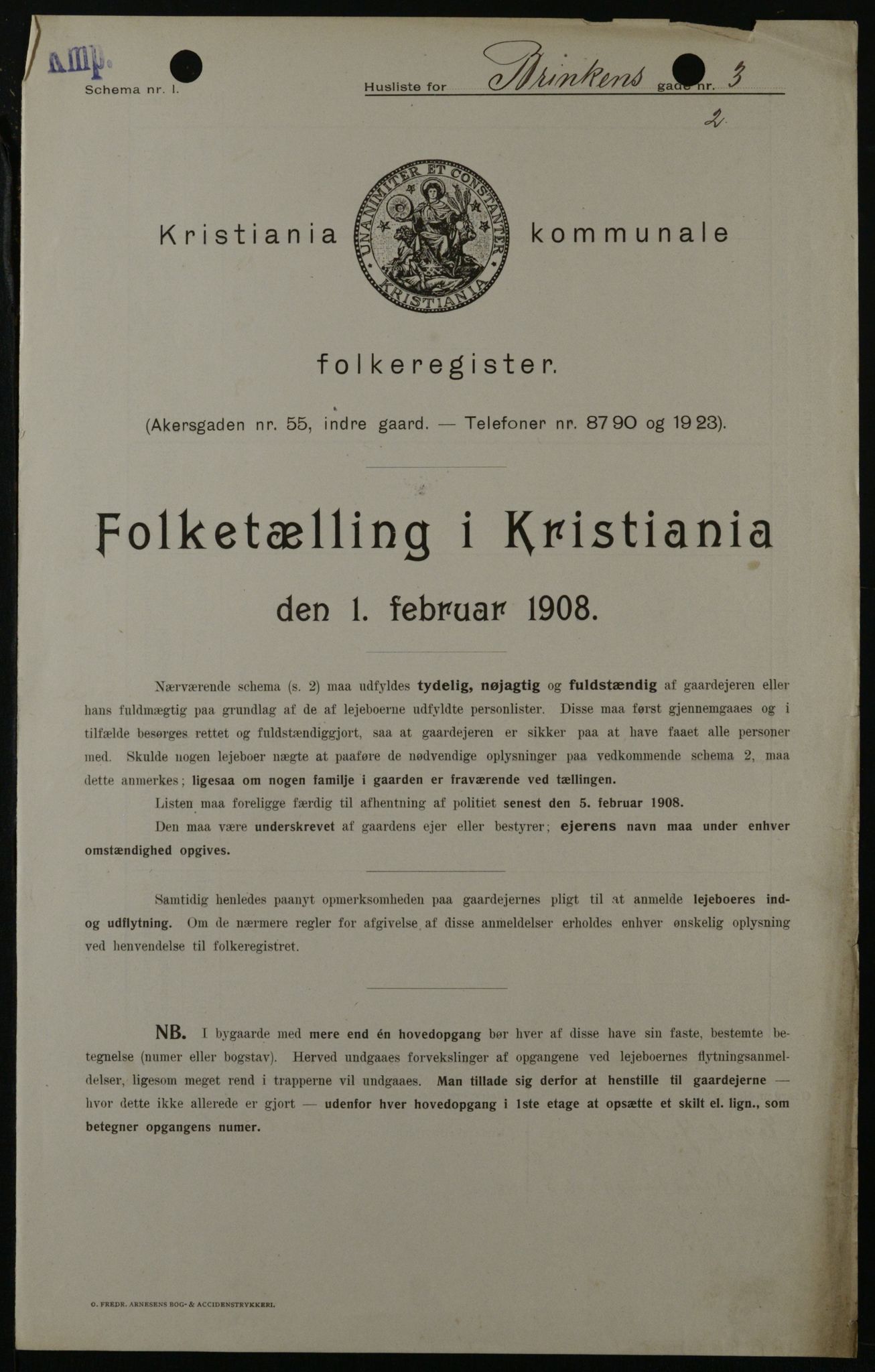 OBA, Municipal Census 1908 for Kristiania, 1908, p. 8361