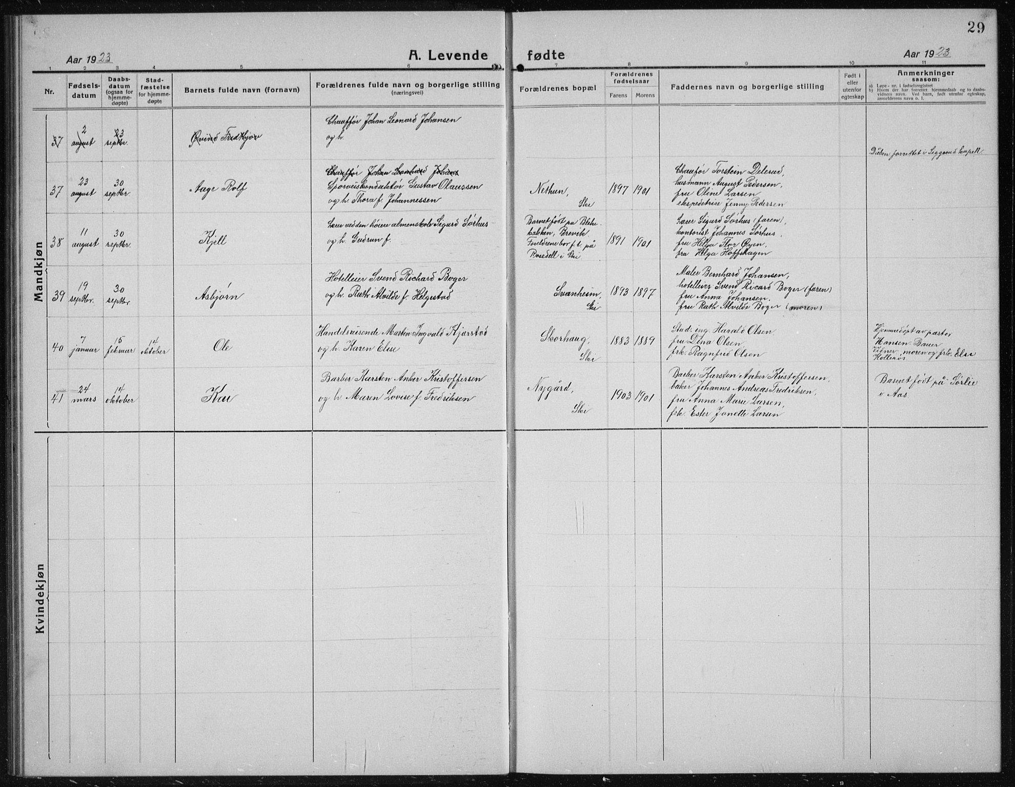 Kråkstad prestekontor Kirkebøker, AV/SAO-A-10125a/G/Gb/L0002: Parish register (copy) no. II 2, 1921-1941, p. 29