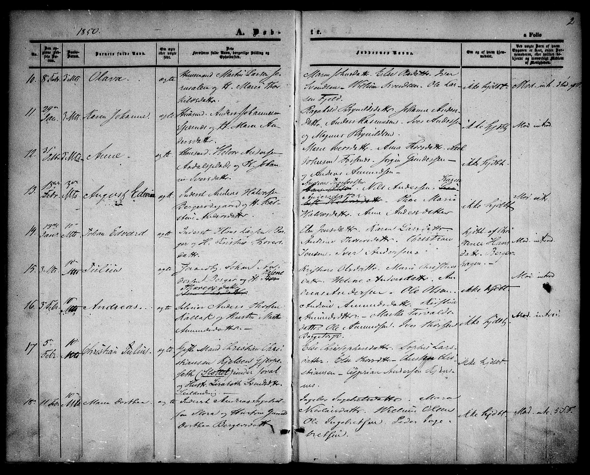 Rødenes prestekontor Kirkebøker, AV/SAO-A-2005/F/Fa/L0006: Parish register (official) no. I 6, 1850-1859, p. 2