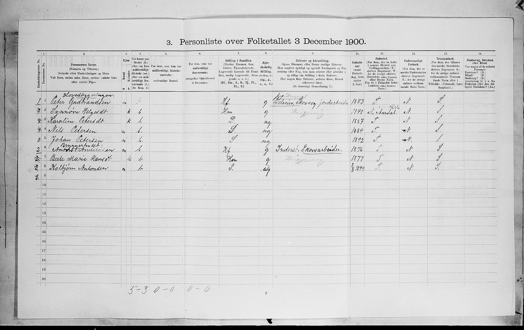 SAH, 1900 census for Søndre Land, 1900, p. 1308