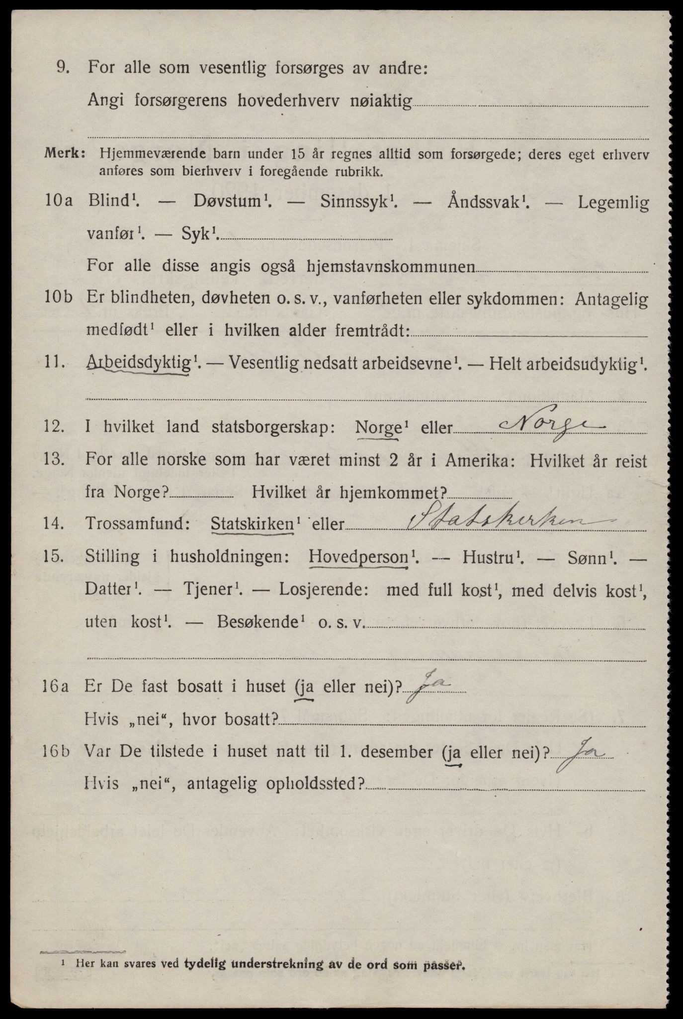 SAST, 1920 census for Stangaland, 1920, p. 1200