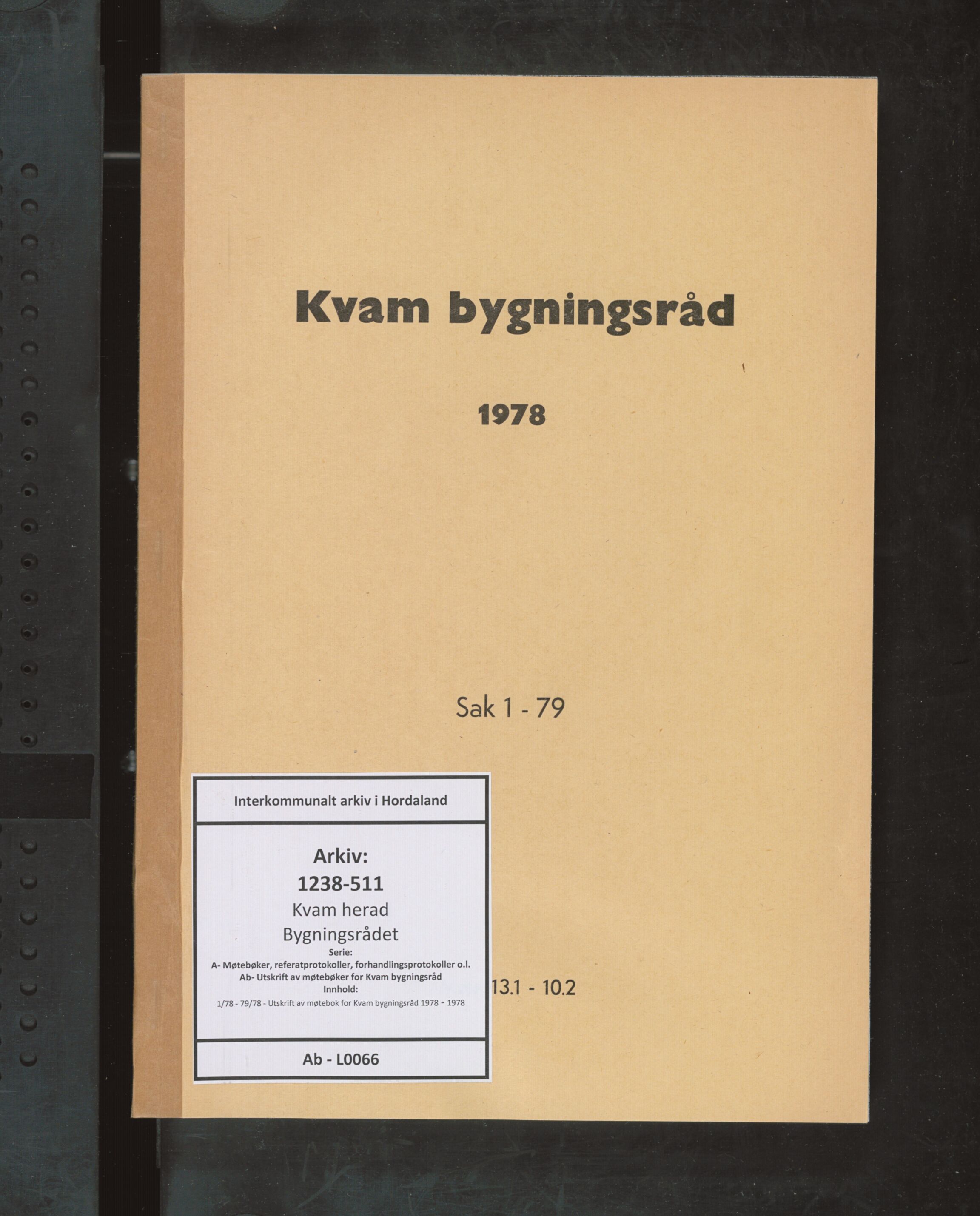 Kvam herad. Bygningsrådet, IKAH/1238-511/A/Ab/L0066: Utskrift av møtebok for Kvam bygningsråd, 1978