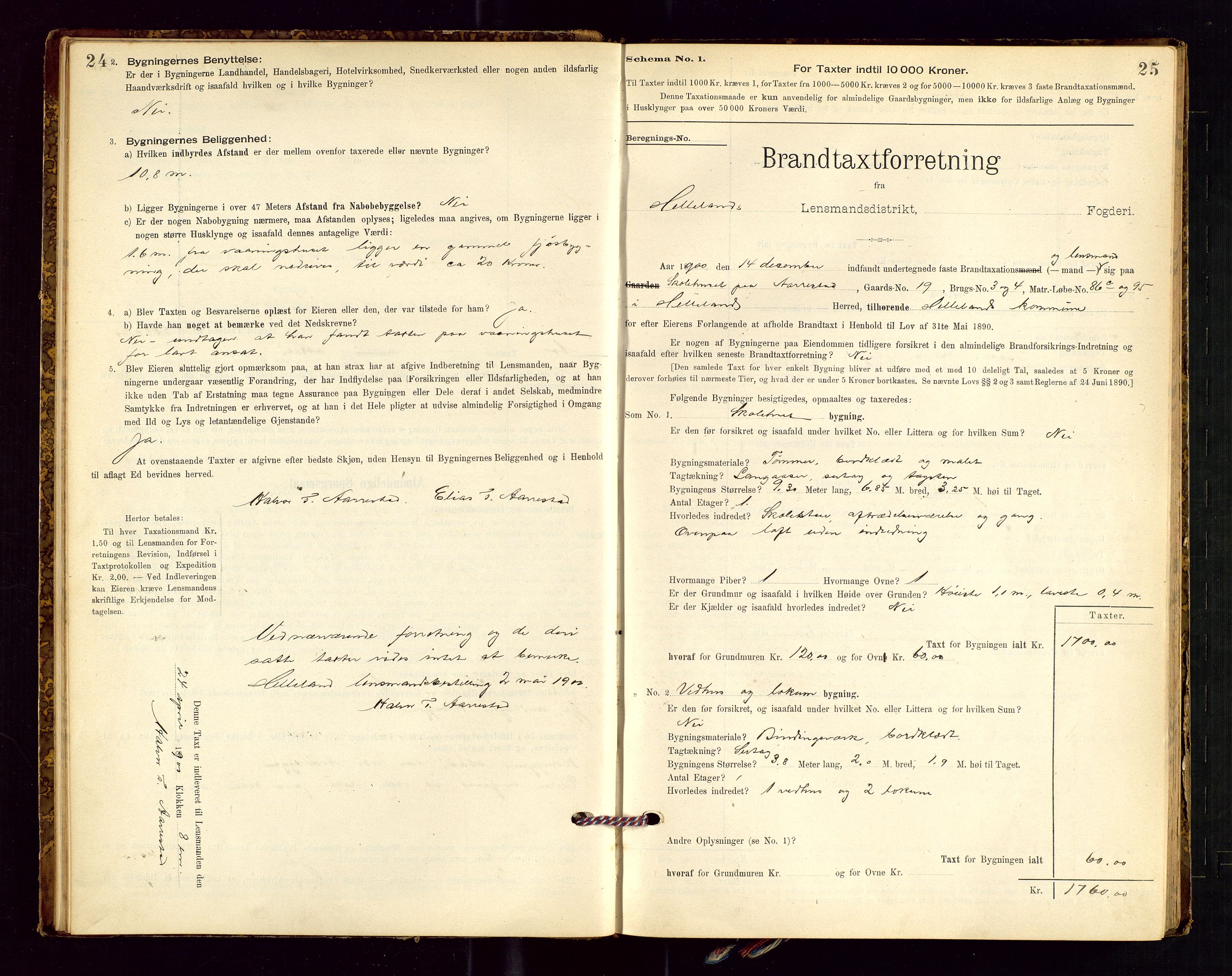 Helleland lensmannskontor, AV/SAST-A-100209/Gob/L0001: "Brandtaxationsprotokol", 1896-1919, p. 24-25