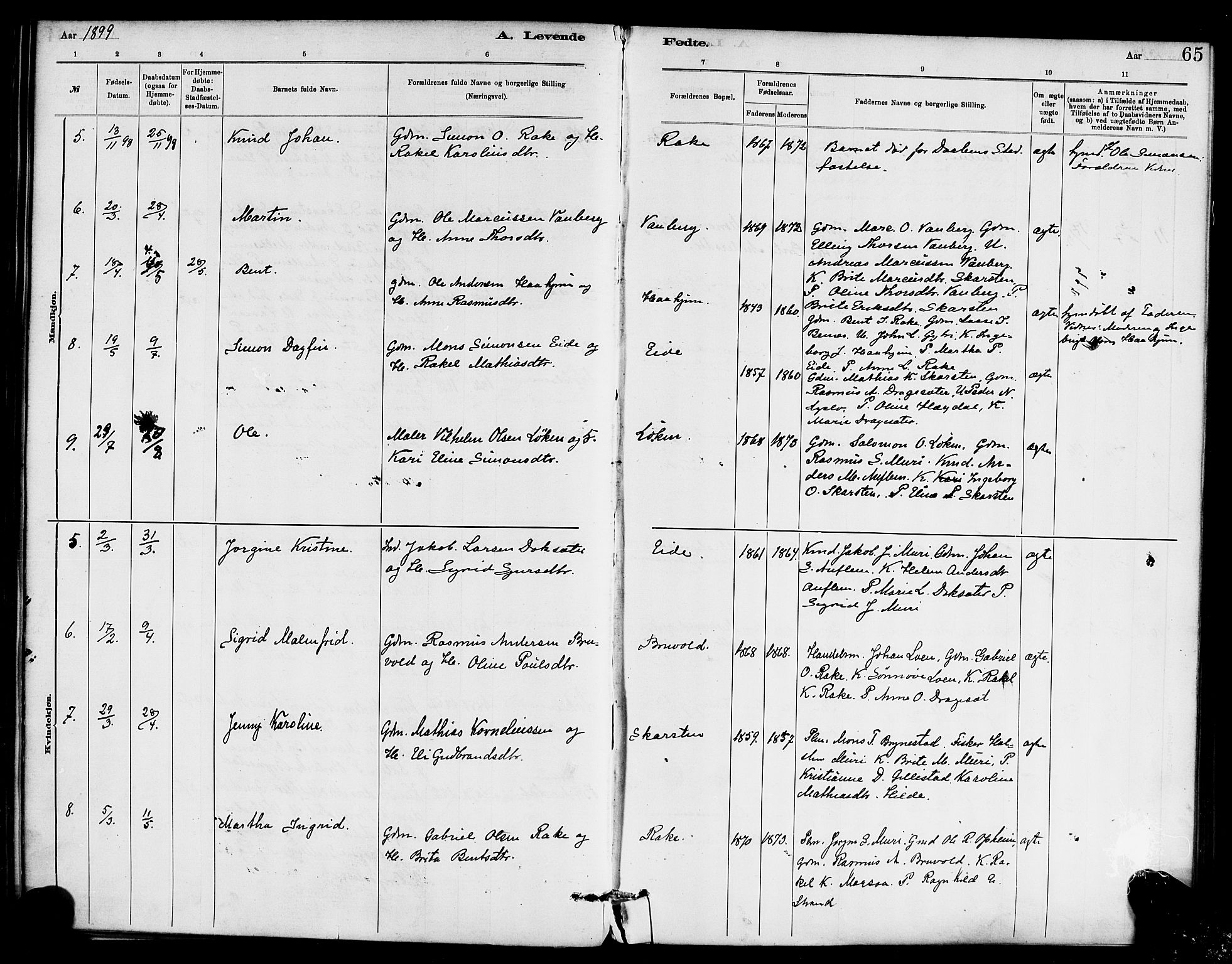 Innvik sokneprestembete, AV/SAB-A-80501: Parish register (official) no. C 1, 1879-1900, p. 65