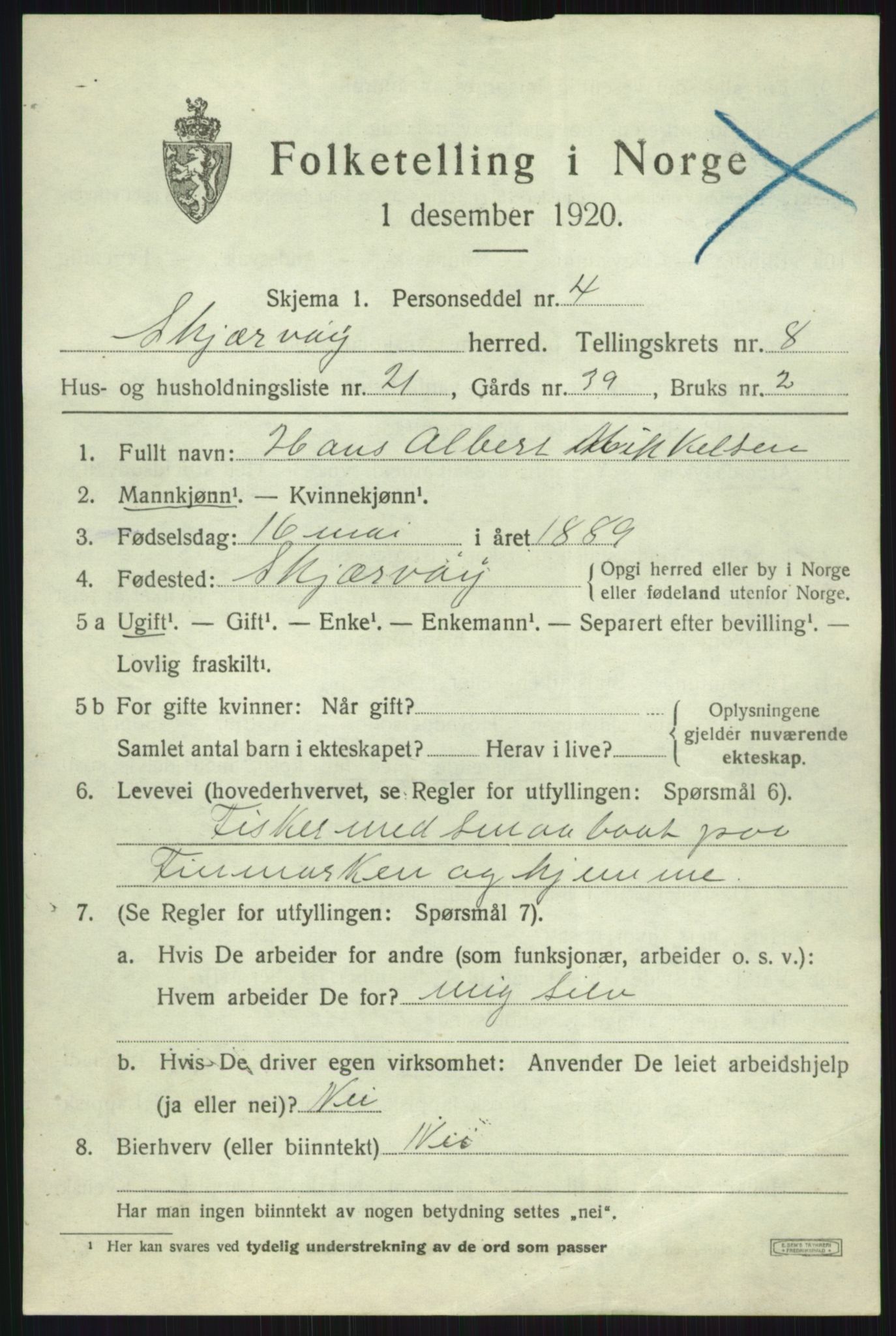 SATØ, 1920 census for Skjervøy, 1920, p. 5103