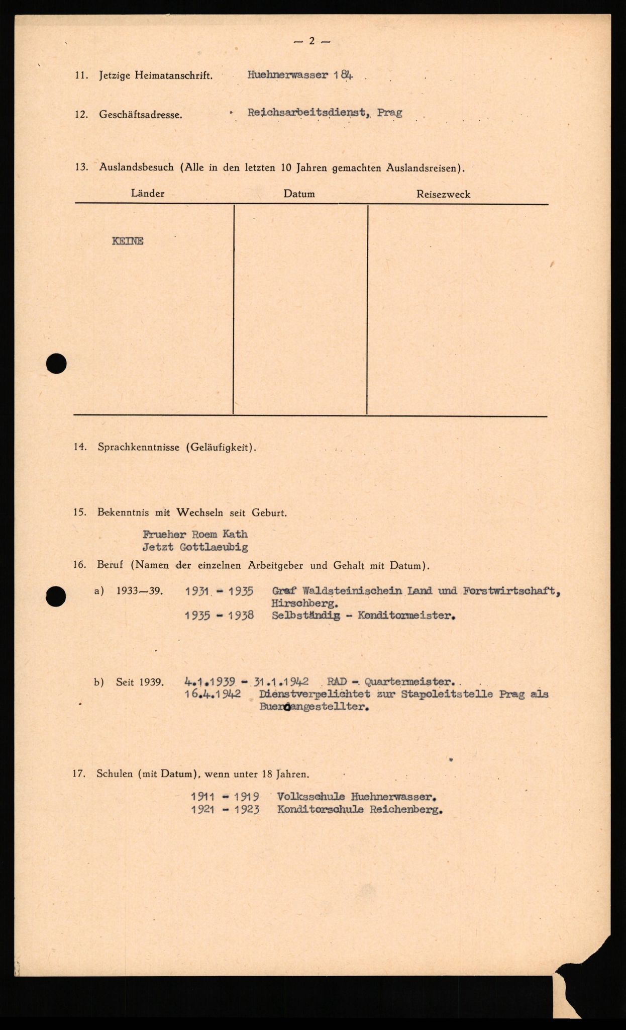 Forsvaret, Forsvarets overkommando II, AV/RA-RAFA-3915/D/Db/L0032: CI Questionaires. Tyske okkupasjonsstyrker i Norge. Tyskere., 1945-1946, p. 76