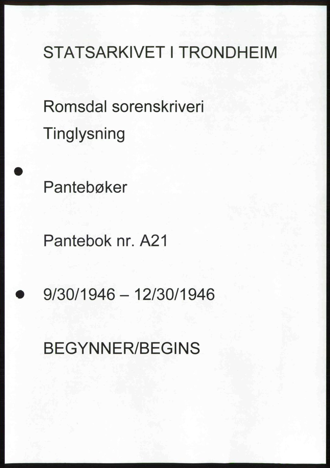 Romsdal sorenskriveri, AV/SAT-A-4149/1/2/2C: Mortgage book no. A21, 1946-1946