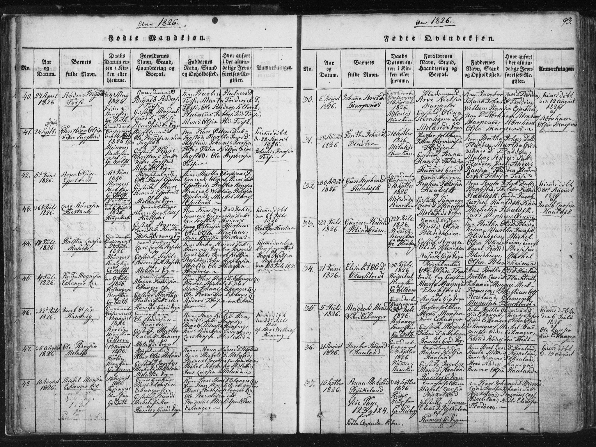 Hamre sokneprestembete, AV/SAB-A-75501/H/Ha/Haa/Haaa/L0010: Parish register (official) no. A 10, 1816-1826, p. 93