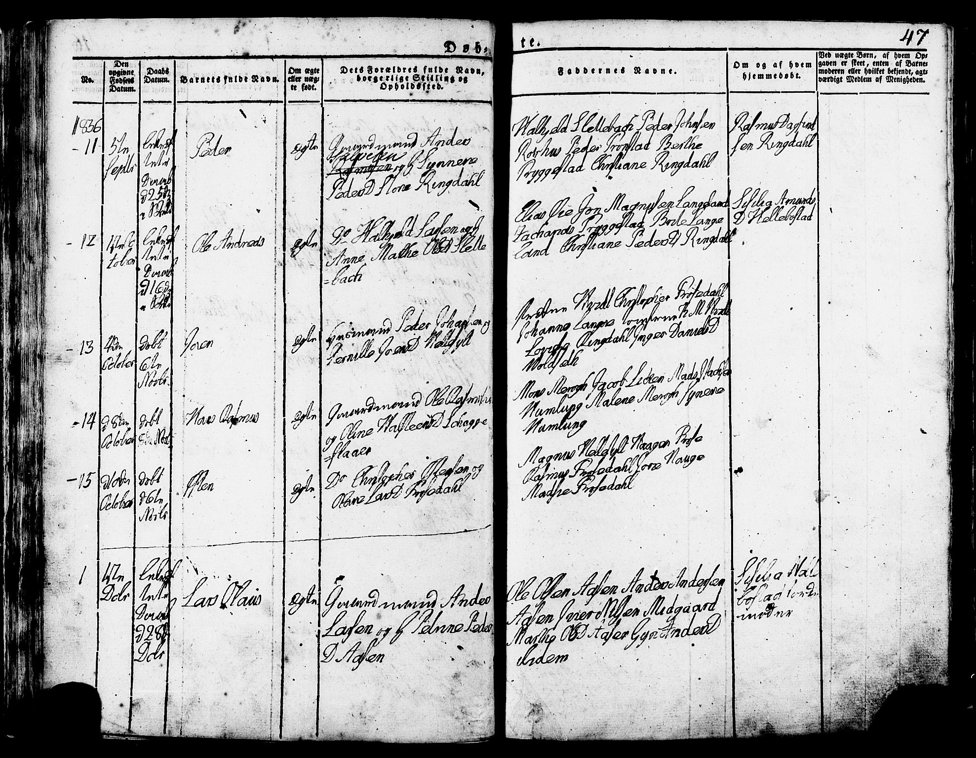 Ministerialprotokoller, klokkerbøker og fødselsregistre - Møre og Romsdal, AV/SAT-A-1454/517/L0221: Parish register (official) no. 517A01, 1827-1858, p. 47