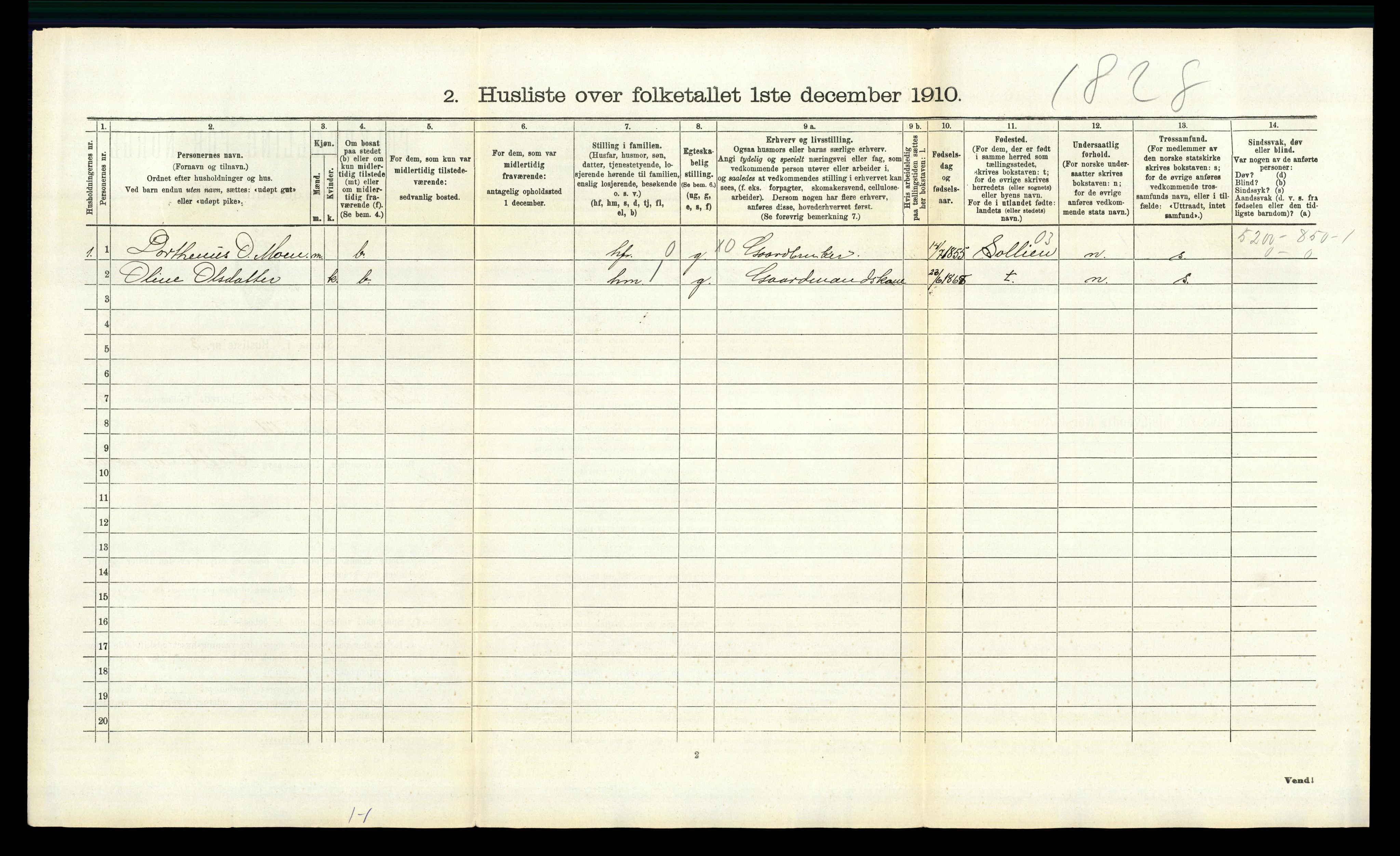 RA, 1910 census for Lille Elvedalen, 1910, p. 1074