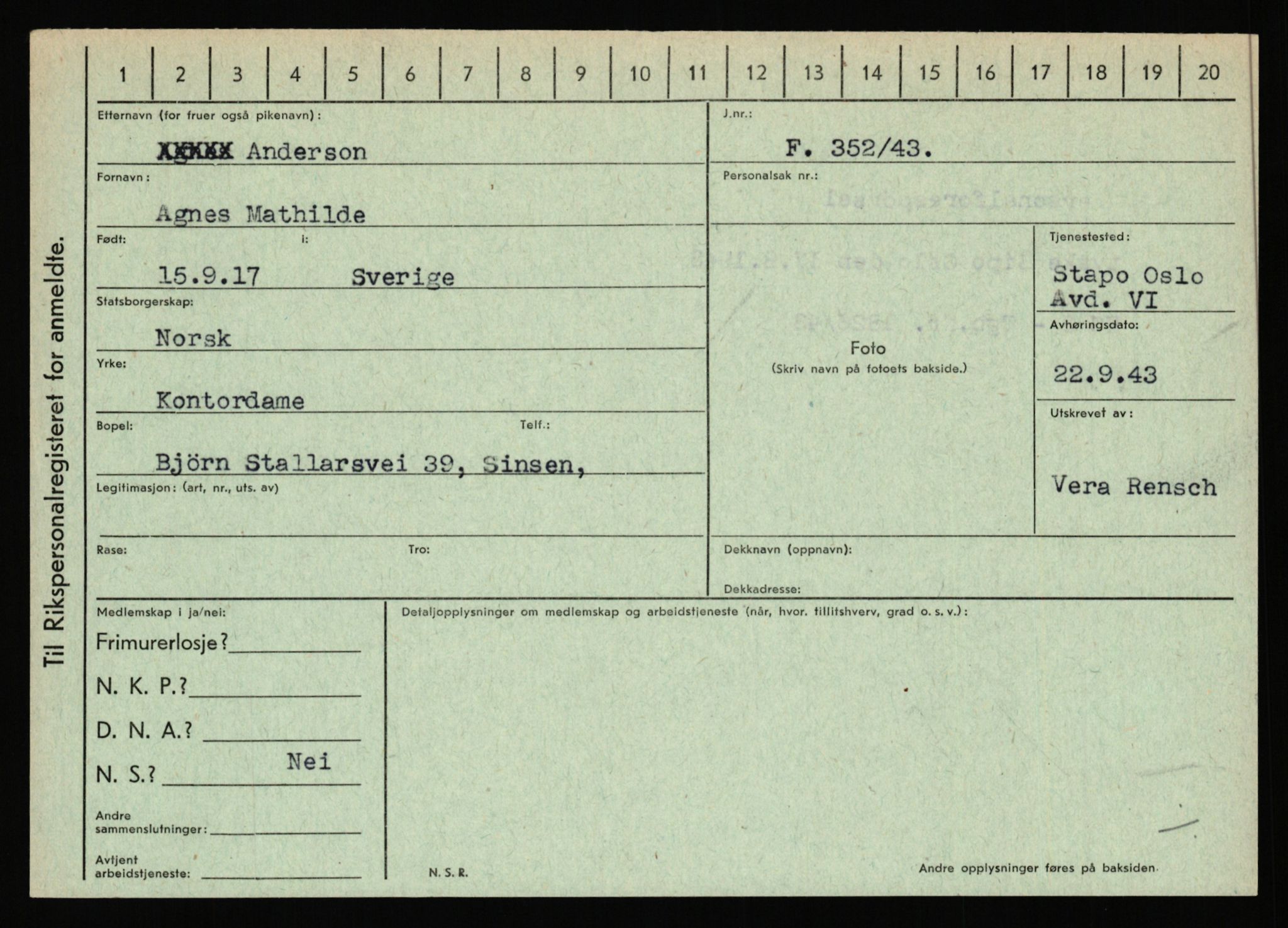 Statspolitiet - Hovedkontoret / Osloavdelingen, AV/RA-S-1329/C/Ca/L0001: Aabakken - Armann, 1943-1945, p. 3611