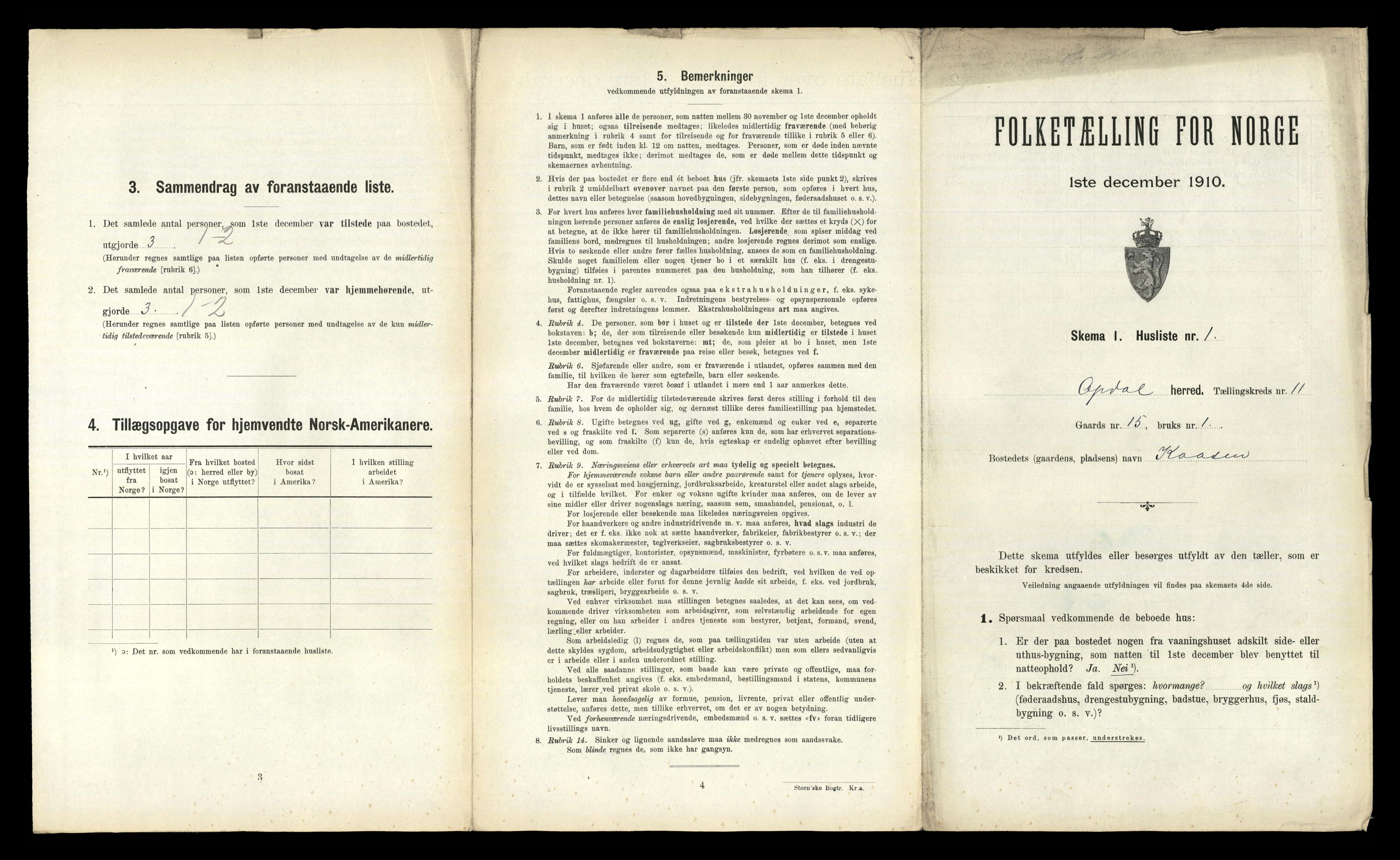 RA, 1910 census for Oppdal, 1910, p. 1227