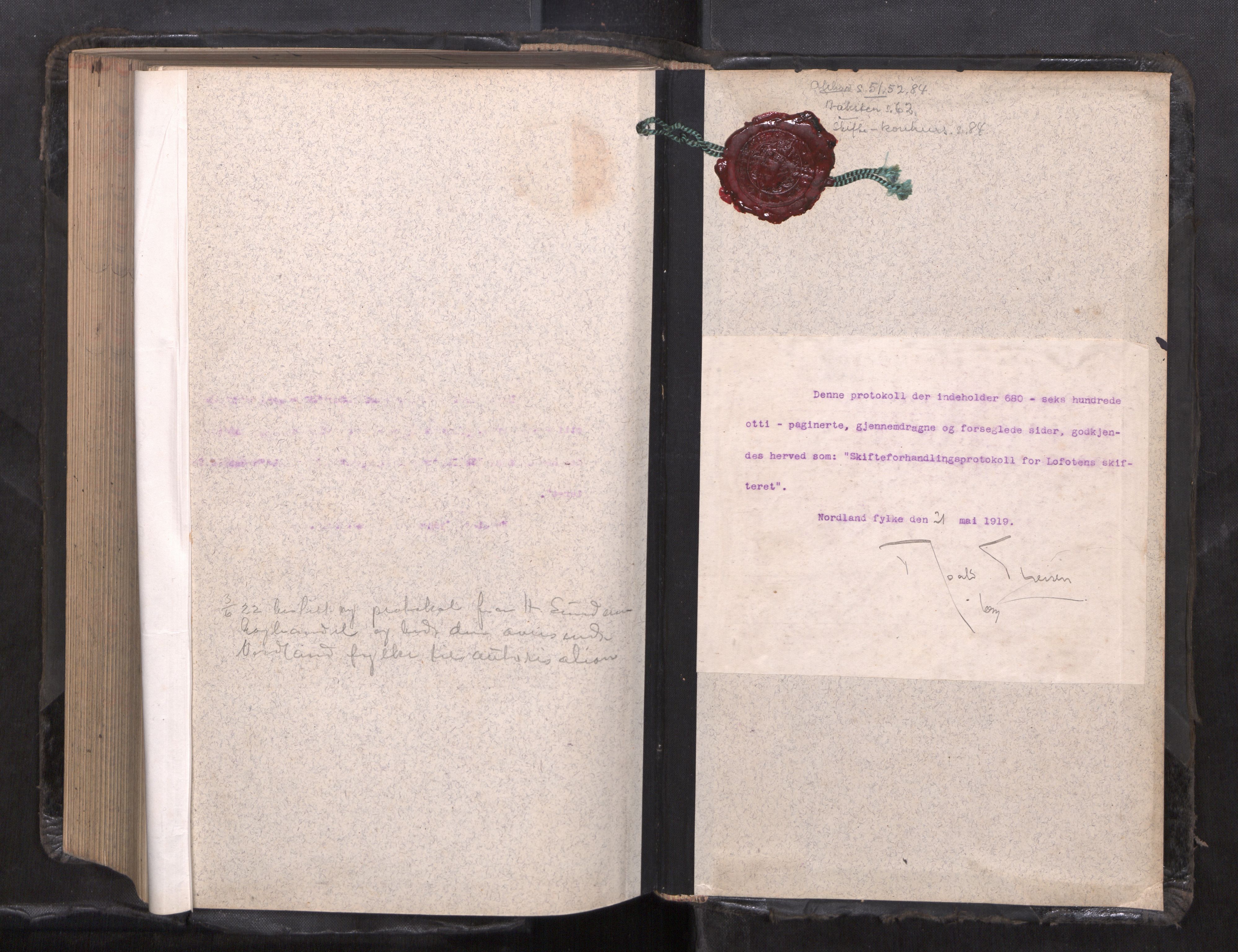 Lofoten sorenskriveri, SAT/A-0017/1/3/3B/L0010: Skifteforhandlings-protokoll, 1919-1922