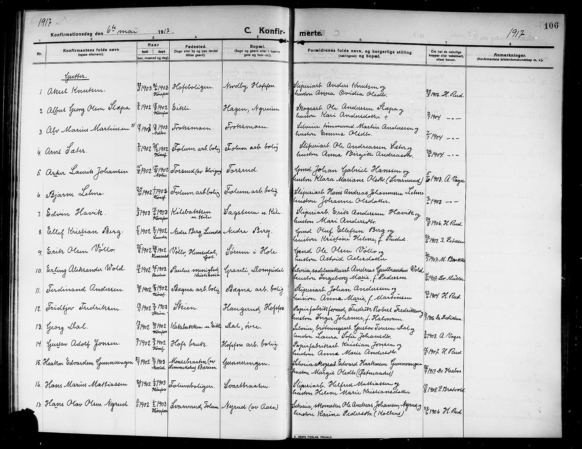Norderhov kirkebøker, AV/SAKO-A-237/G/Ga/L0009: Parish register (copy) no. I 9, 1913-1920, p. 106