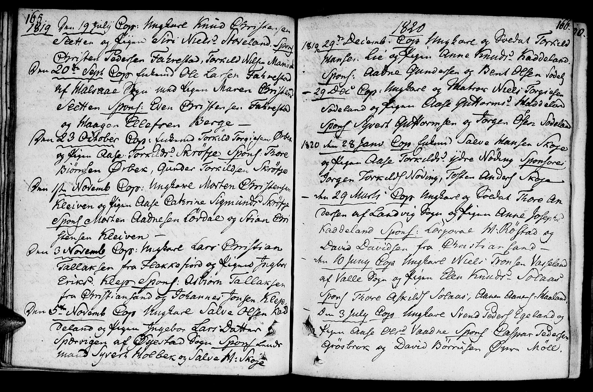 Holum sokneprestkontor, AV/SAK-1111-0022/F/Fa/Faa/L0003: Parish register (official) no. A 3, 1780-1821, p. 165-166