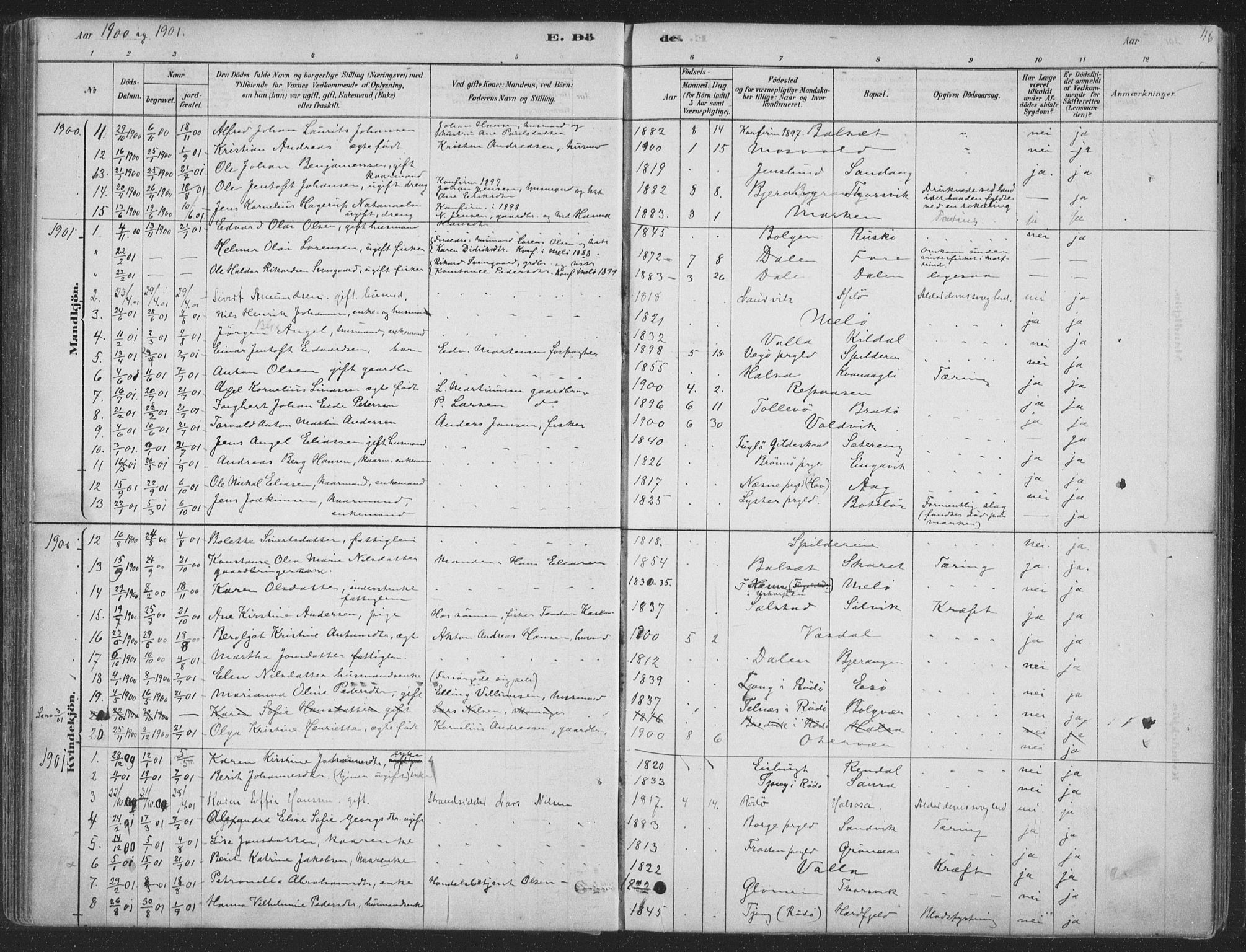 Ministerialprotokoller, klokkerbøker og fødselsregistre - Nordland, SAT/A-1459/843/L0627: Parish register (official) no. 843A02, 1878-1908, p. 116