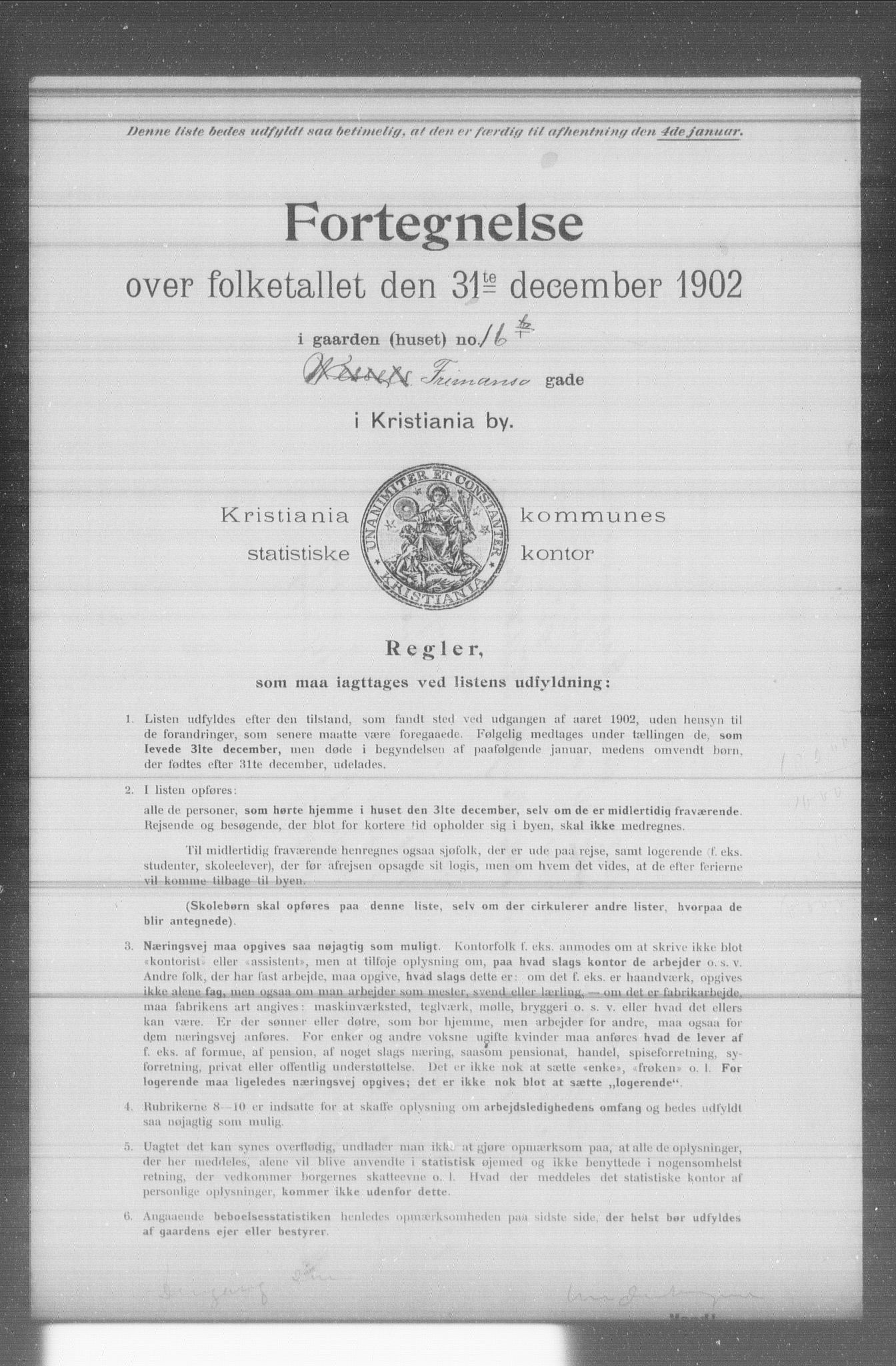 OBA, Municipal Census 1902 for Kristiania, 1902, p. 5199