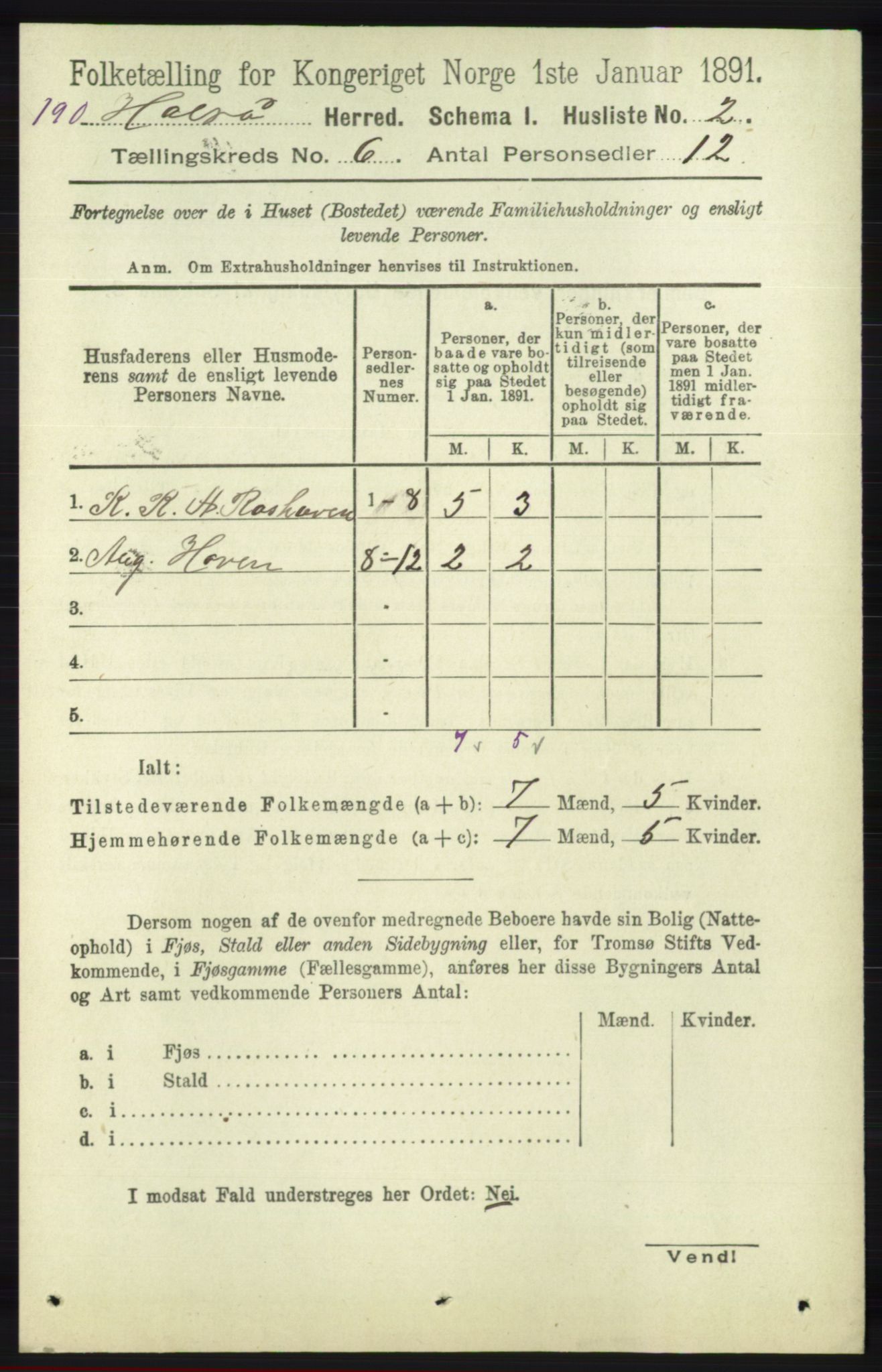 RA, 1891 census for 1019 Halse og Harkmark, 1891, p. 2312