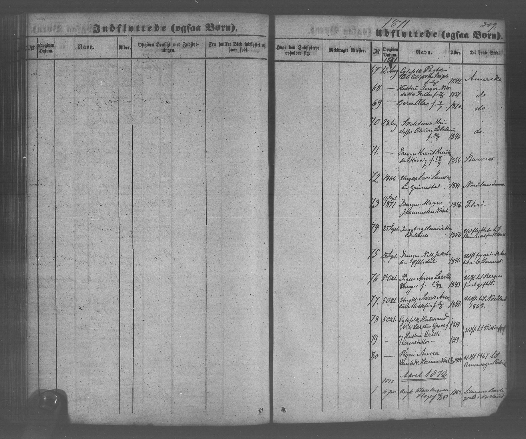Voss sokneprestembete, SAB/A-79001/H/Haa: Parish register (official) no. A 20, 1855-1886, p. 309