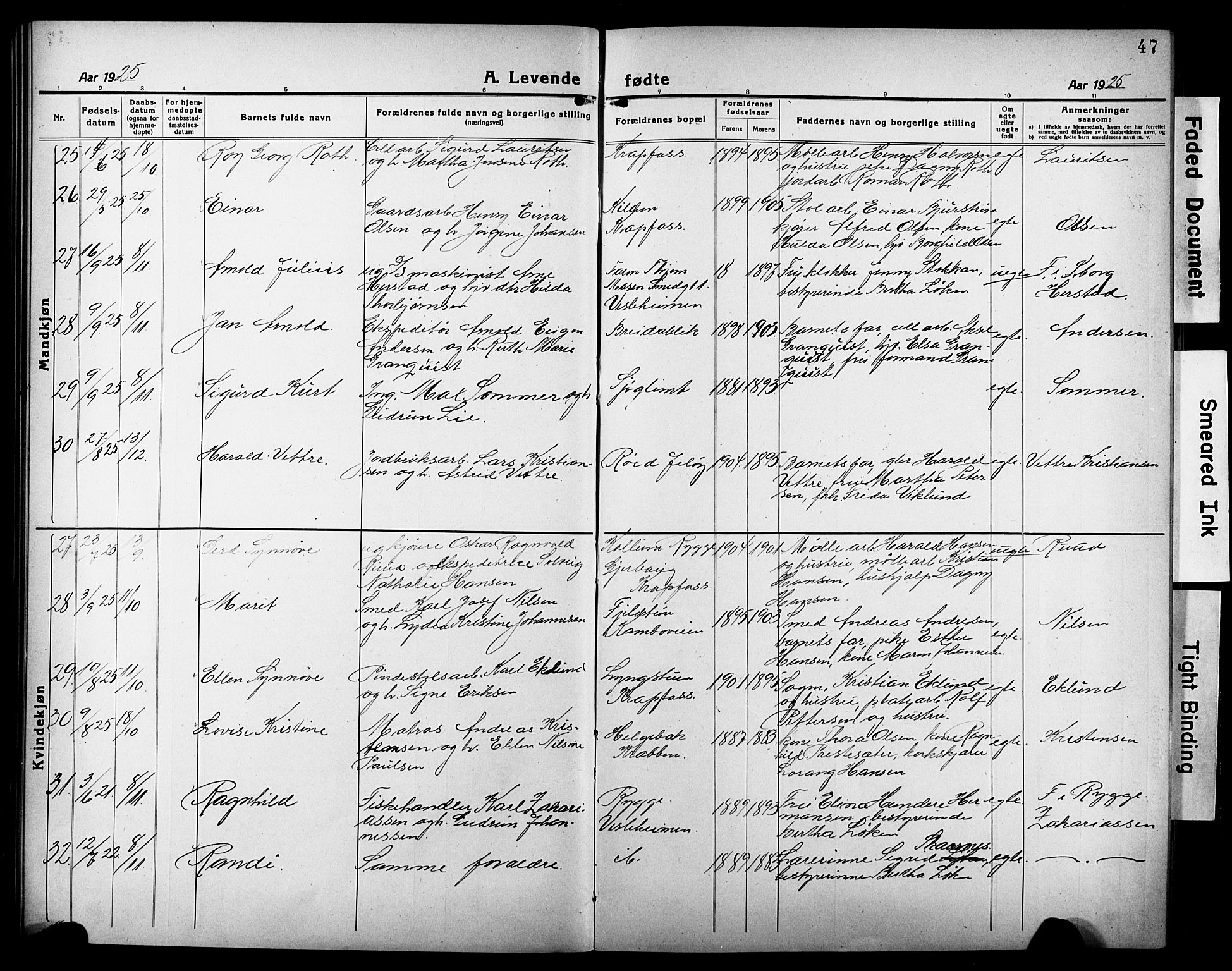 Moss prestekontor Kirkebøker, AV/SAO-A-2003/G/Gb/L0004: Parish register (copy) no. II 4, 1920-1932, p. 47