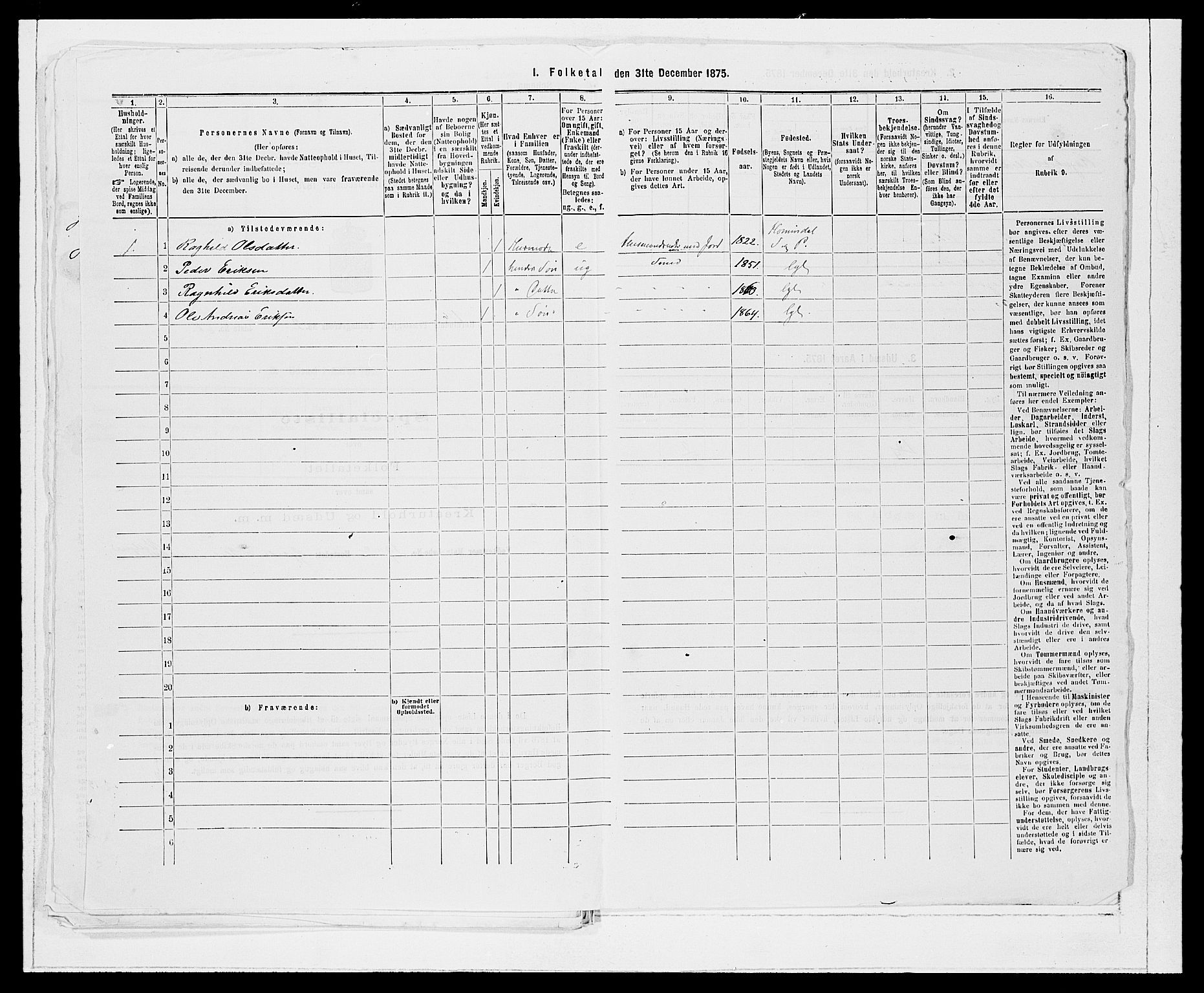 SAB, 1875 Census for 1444P Hornindal, 1875, p. 272