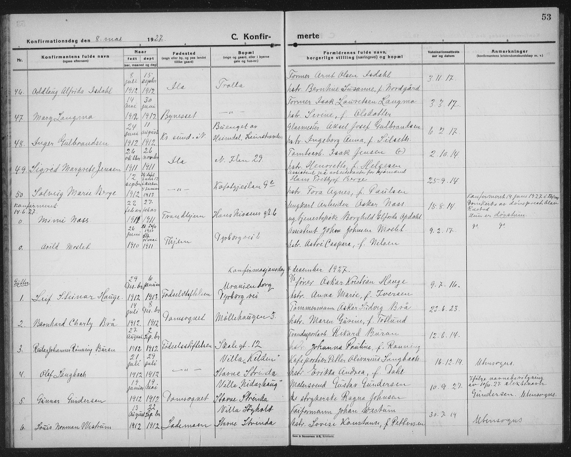 Ministerialprotokoller, klokkerbøker og fødselsregistre - Sør-Trøndelag, SAT/A-1456/603/L0175: Parish register (copy) no. 603C03, 1923-1941, p. 53