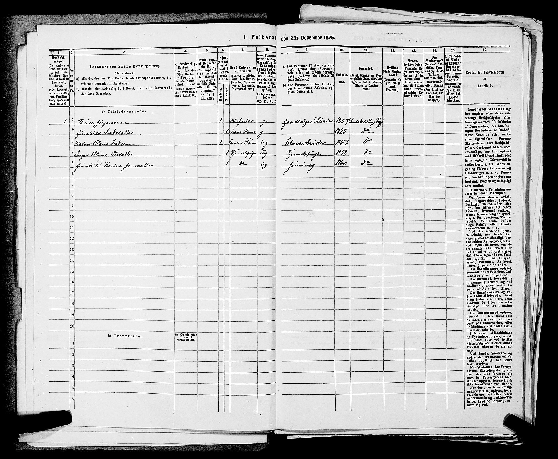 SAKO, 1875 census for 0816P Sannidal, 1875, p. 1229