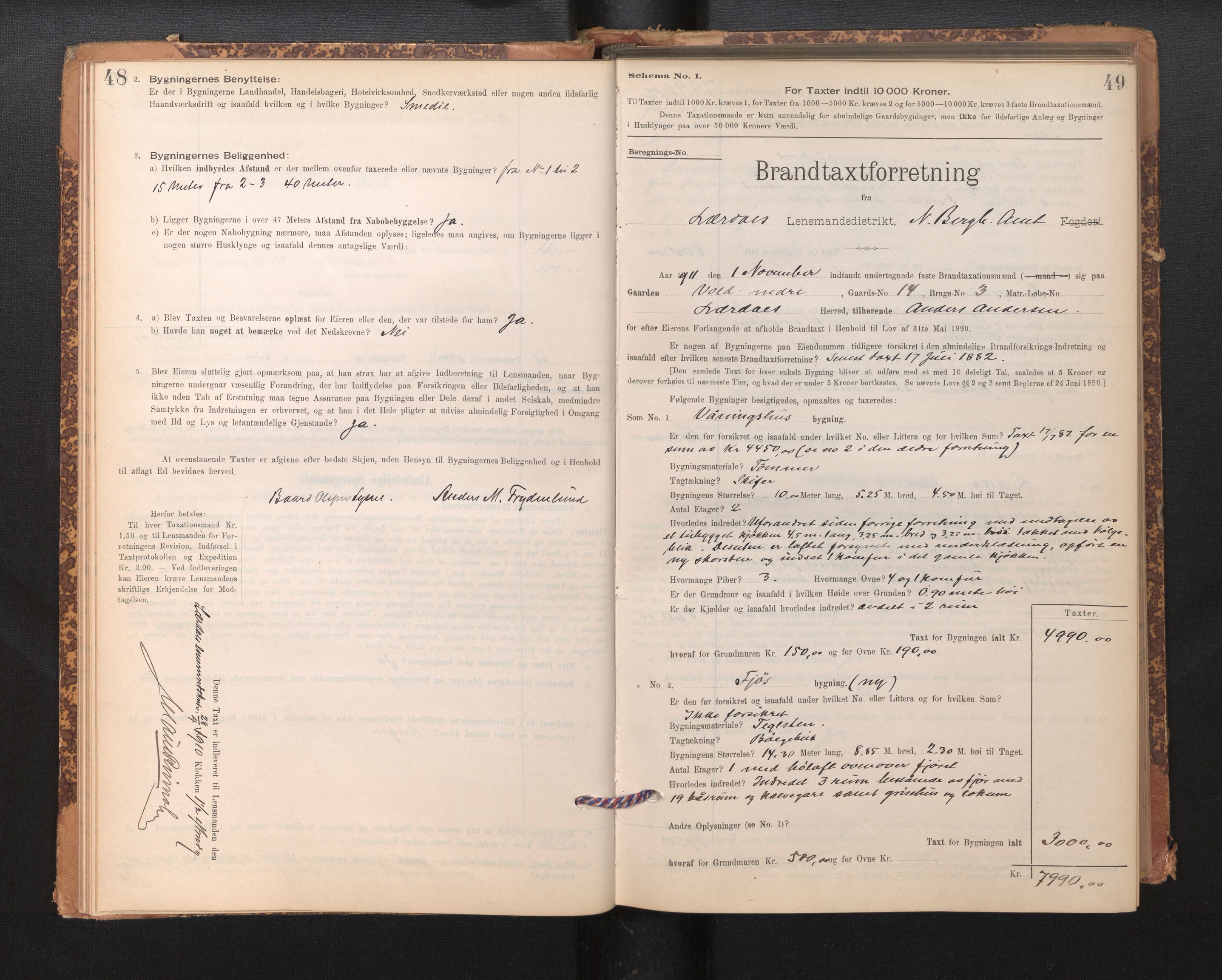 Lensmannen i Lærdal, SAB/A-29401/0012/L0006: Branntakstprotokoll, skjematakst, 1896-1947, p. 48-49