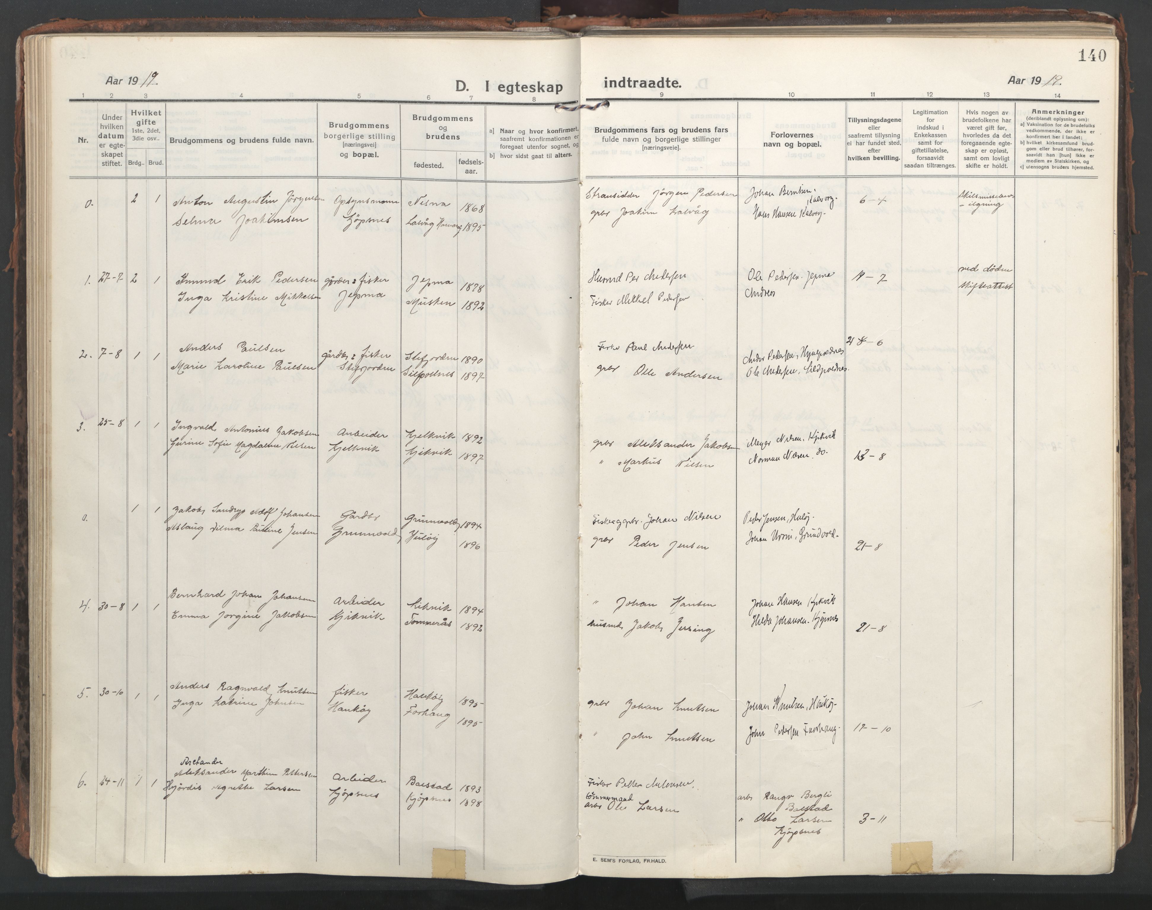 Ministerialprotokoller, klokkerbøker og fødselsregistre - Nordland, AV/SAT-A-1459/861/L0872: Parish register (official) no. 861A07, 1915-1924, p. 140