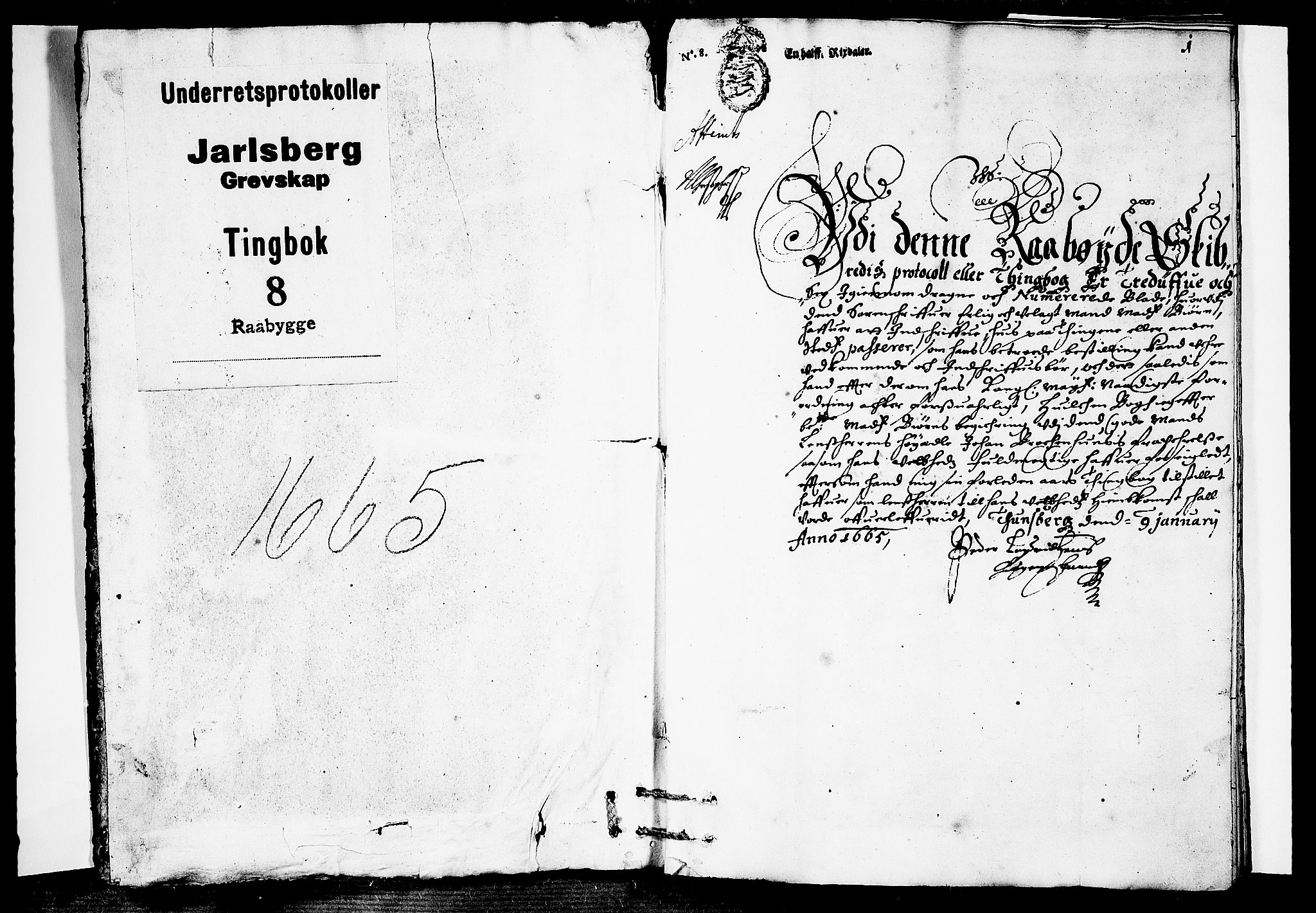 Jarlsberg-sorenskriveriene, SAKO/A-79/F/Fa/L0011: Tingbok, 1665, p. 1