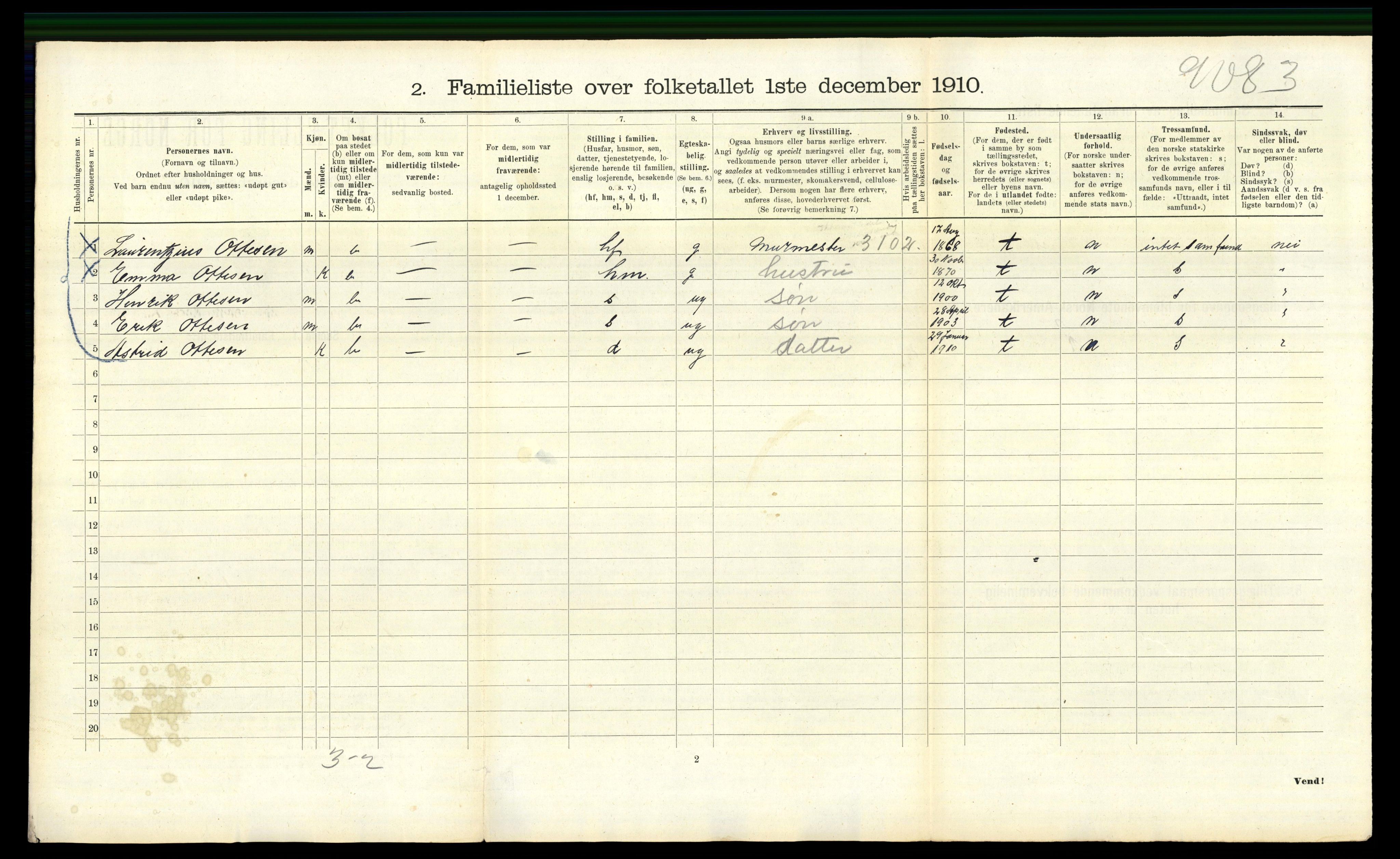 RA, 1910 census for Bergen, 1910, p. 39264