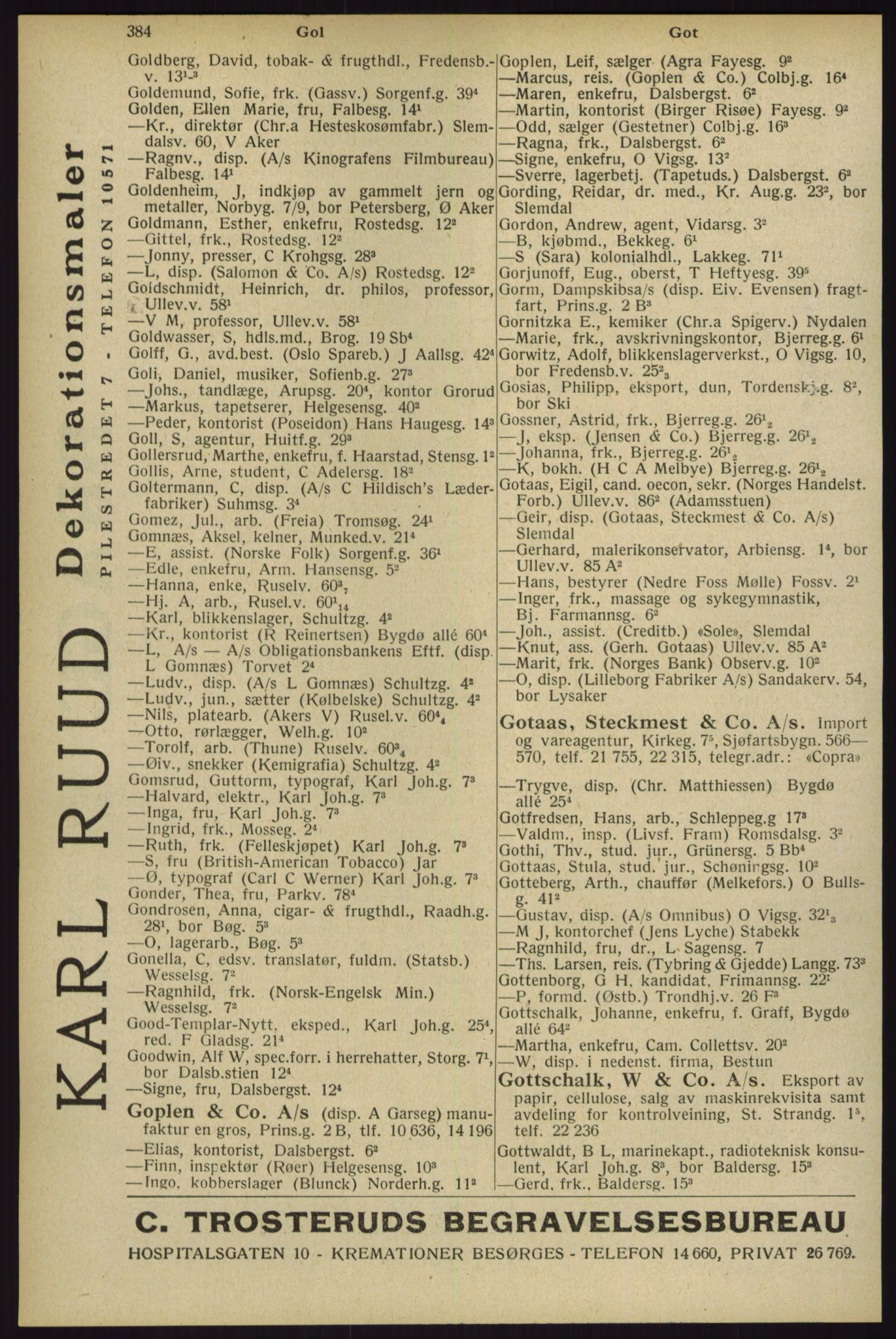 Kristiania/Oslo adressebok, PUBL/-, 1929, p. 384