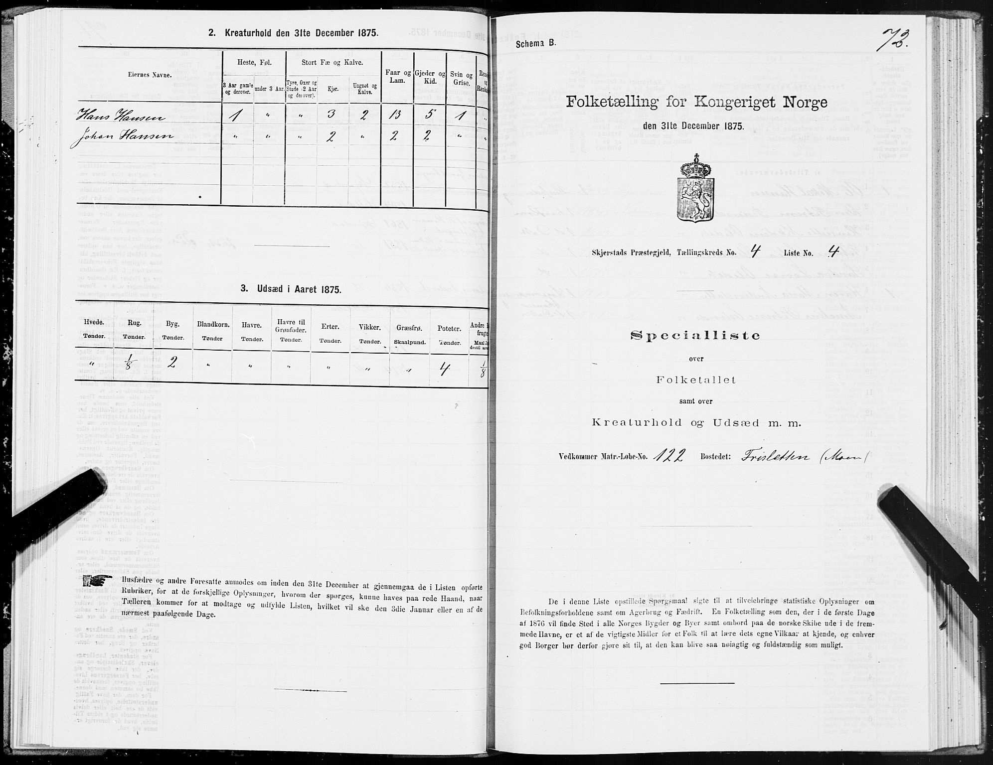 SAT, 1875 census for 1842P Skjerstad, 1875, p. 2072