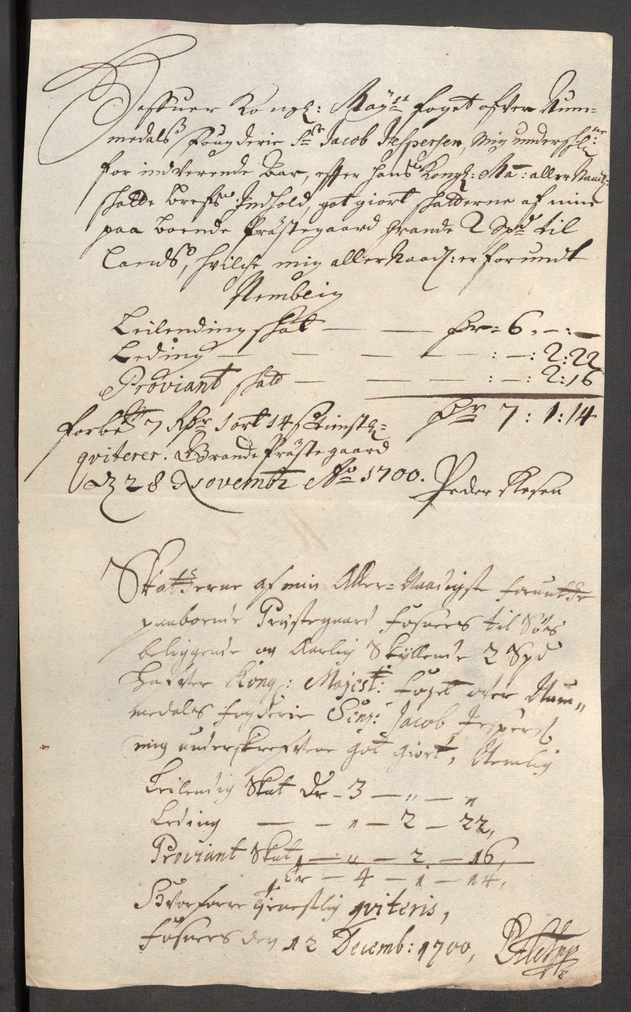 Rentekammeret inntil 1814, Reviderte regnskaper, Fogderegnskap, RA/EA-4092/R64/L4426: Fogderegnskap Namdal, 1699-1700, p. 292