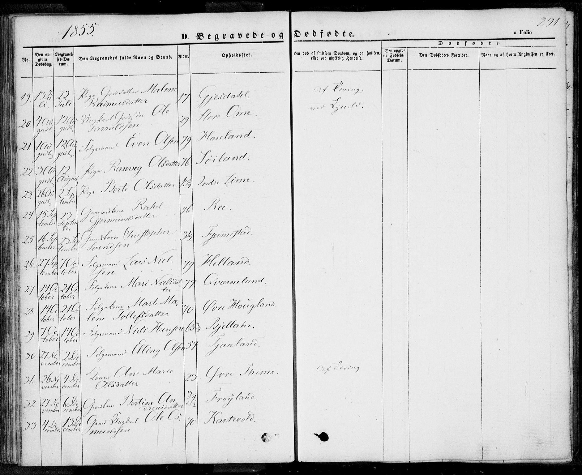 Lye sokneprestkontor, SAST/A-101794/001/30BA/L0006: Parish register (official) no. A 5.2, 1842-1855, p. 291