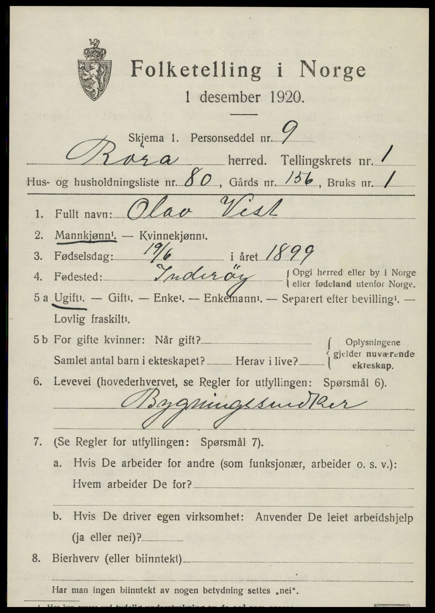 SAT, 1920 census for Røra, 1920, p. 1235