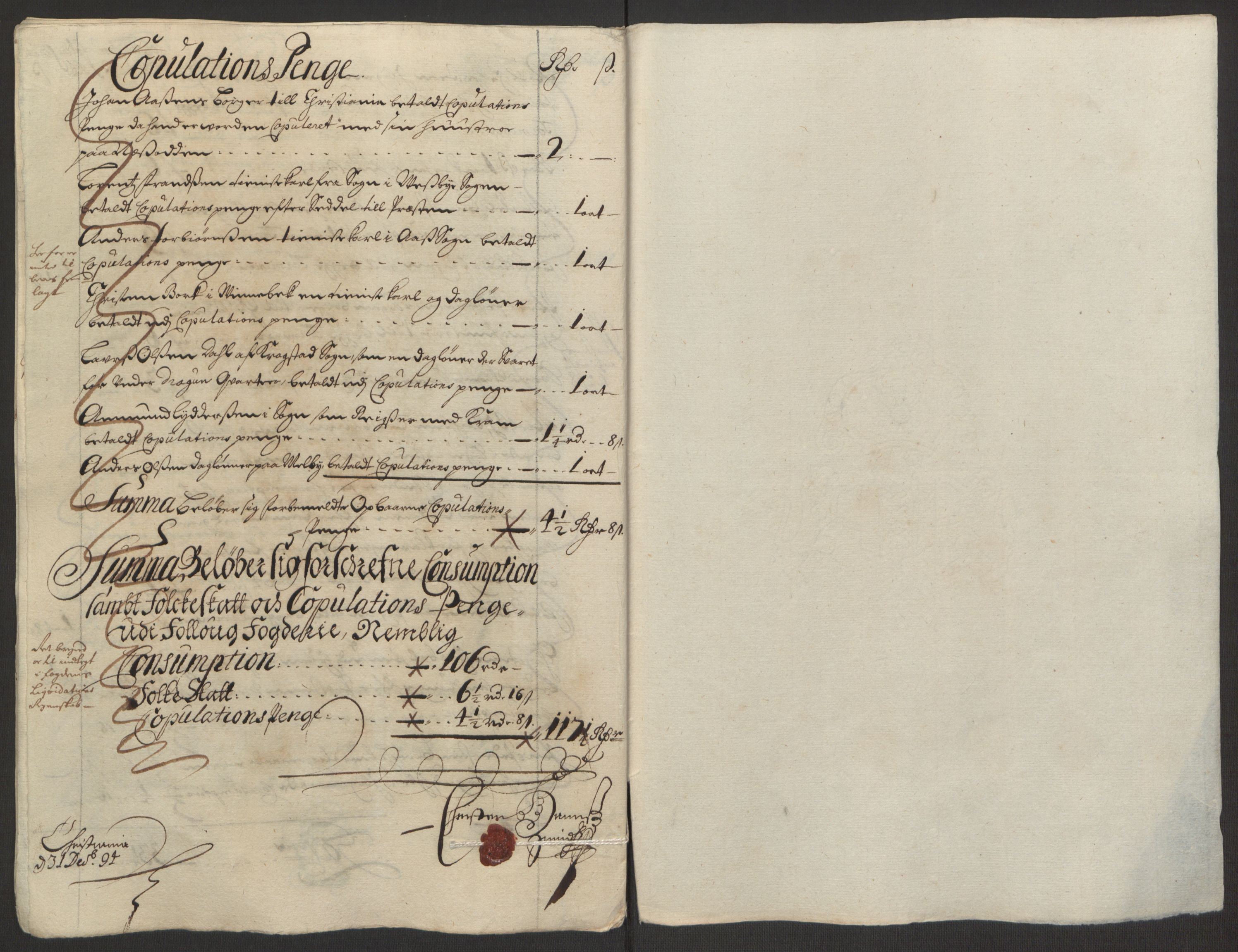 Rentekammeret inntil 1814, Reviderte regnskaper, Fogderegnskap, AV/RA-EA-4092/R10/L0438: Fogderegnskap Aker og Follo, 1694, p. 200