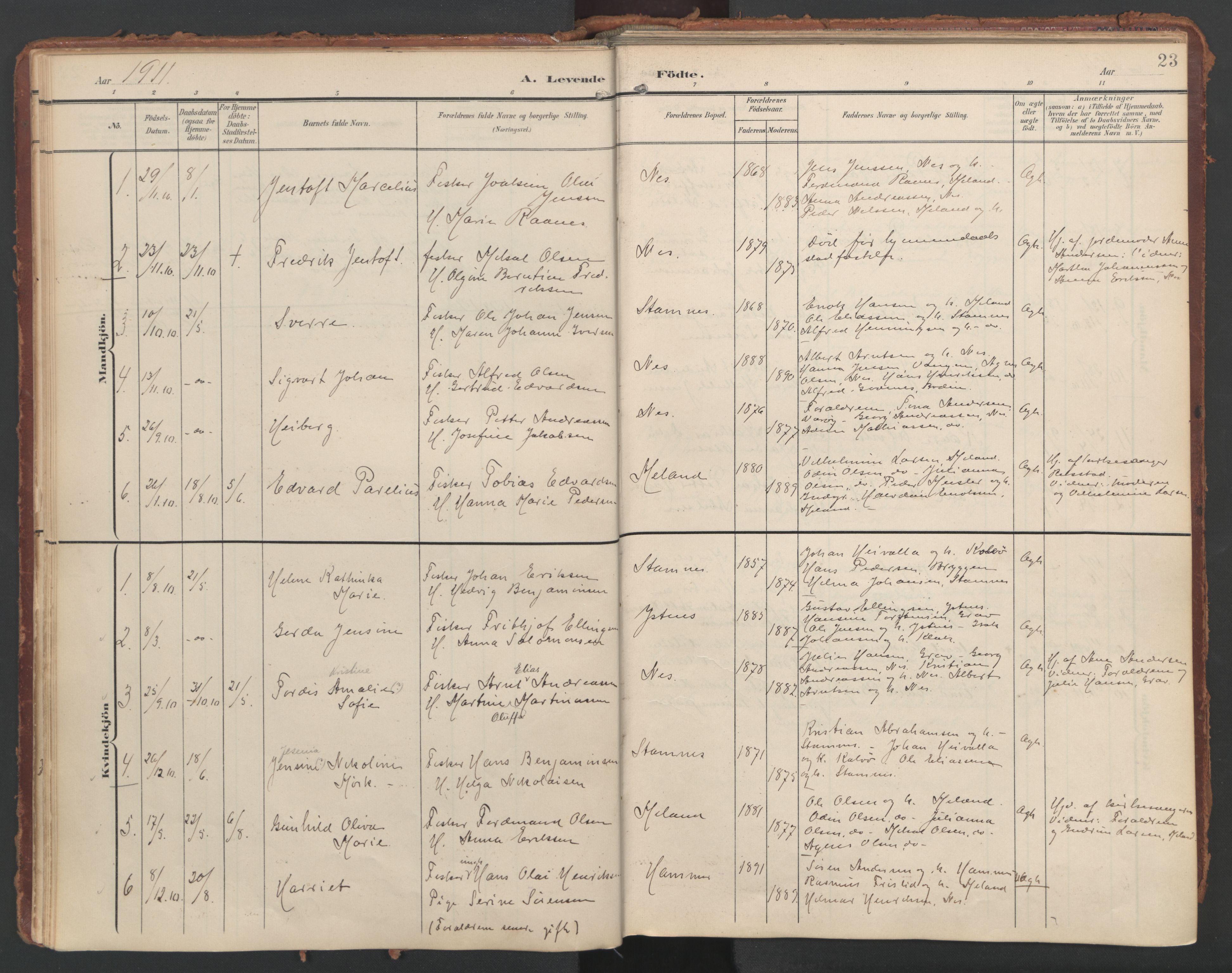 Ministerialprotokoller, klokkerbøker og fødselsregistre - Nordland, AV/SAT-A-1459/808/L0129: Parish register (official) no. 808A02, 1903-1931, p. 23