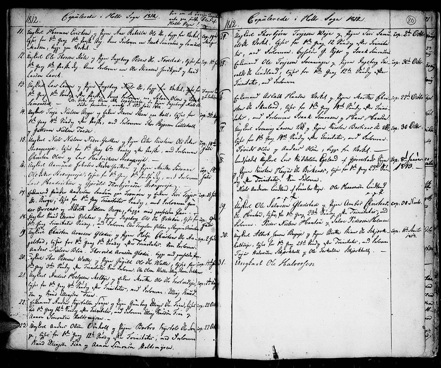 Holt sokneprestkontor, AV/SAK-1111-0021/F/Fa/L0004: Parish register (official) no. A 4, 1799-1813, p. 80