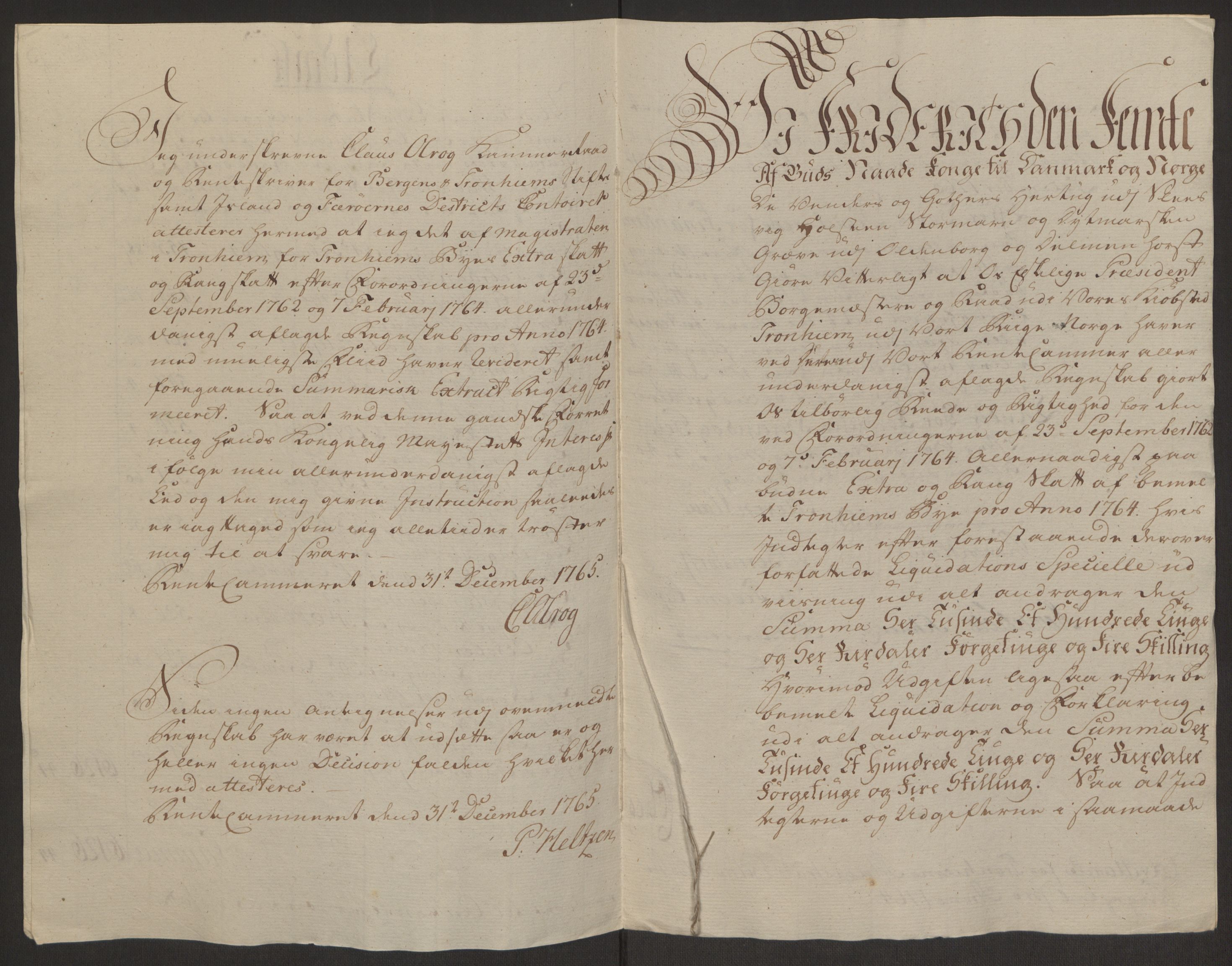 Rentekammeret inntil 1814, Reviderte regnskaper, Byregnskaper, AV/RA-EA-4066/R/Rs/L0516/0001: [S9] Kontribusjonsregnskap / Ekstraskatt, 1762-1767, p. 181