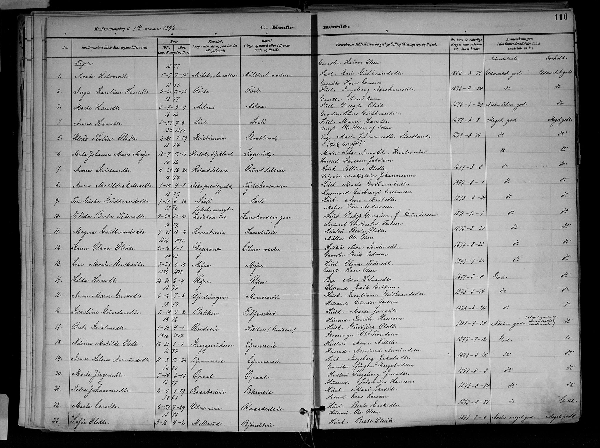 Jevnaker prestekontor, SAH/PREST-116/H/Ha/Haa/L0010: Parish register (official) no. 10, 1891-1906, p. 116