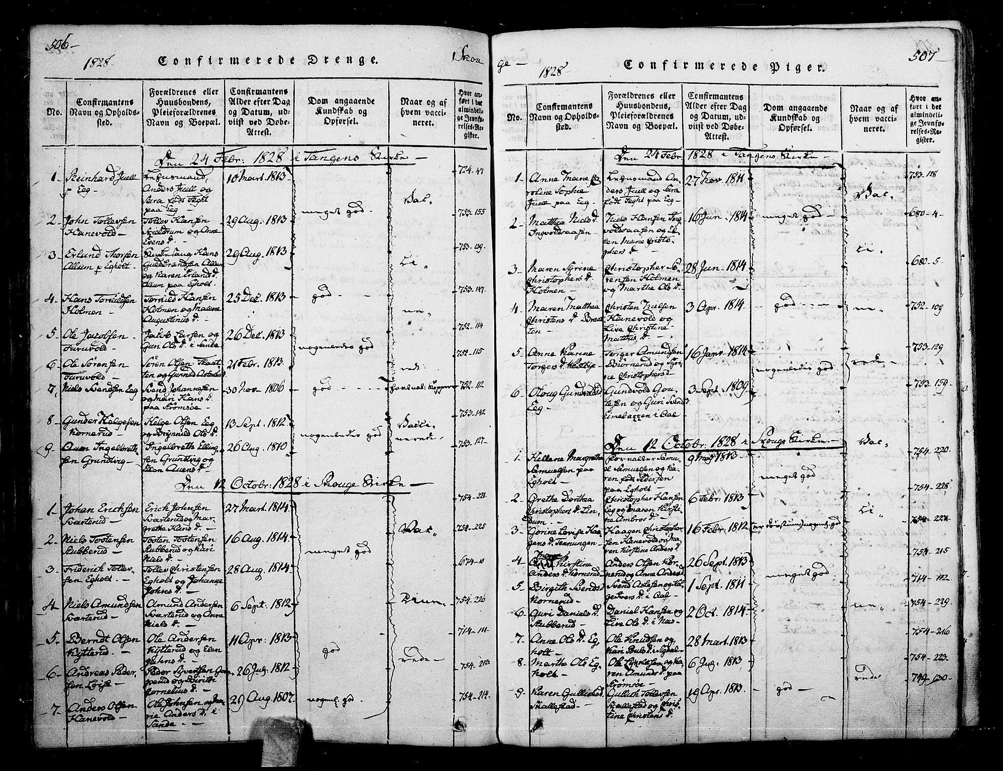 Skoger kirkebøker, SAKO/A-59/F/Fa/L0002: Parish register (official) no. I 2 /1, 1814-1842, p. 506-507