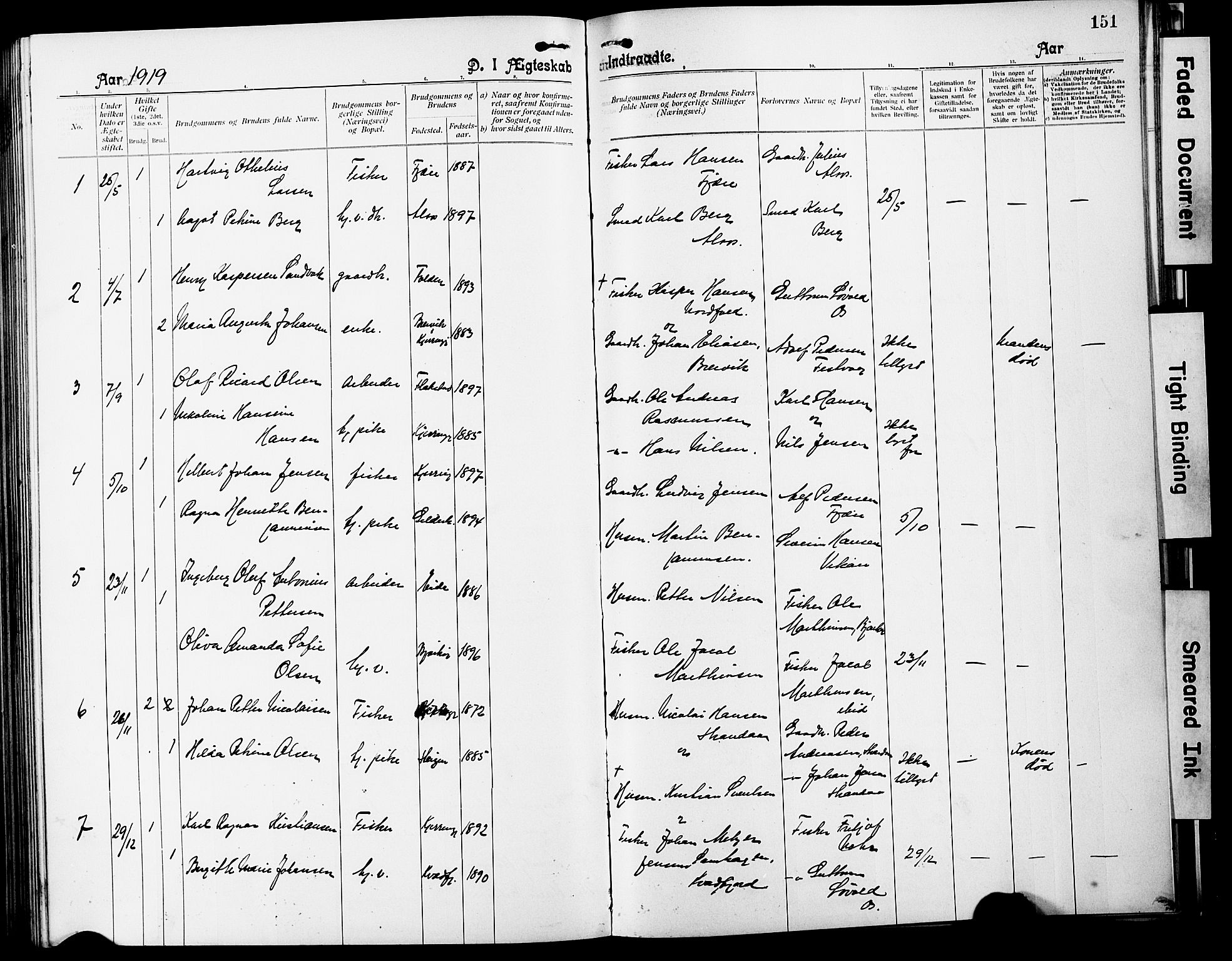 Ministerialprotokoller, klokkerbøker og fødselsregistre - Nordland, SAT/A-1459/803/L0077: Parish register (copy) no. 803C04, 1897-1930, p. 151