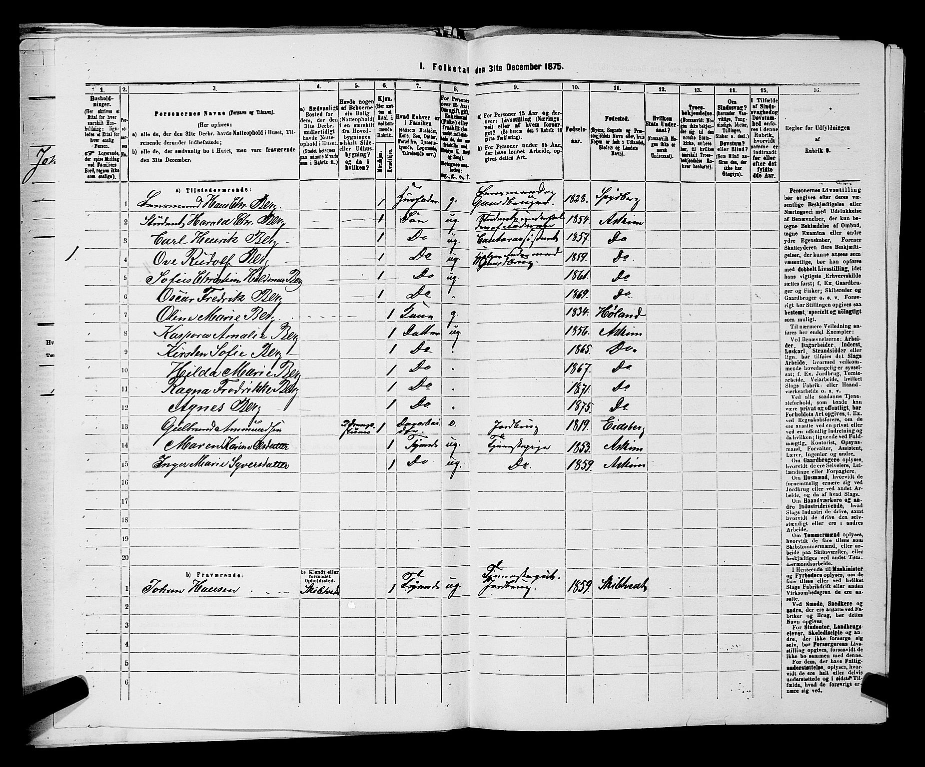 RA, 1875 census for 0124P Askim, 1875, p. 418