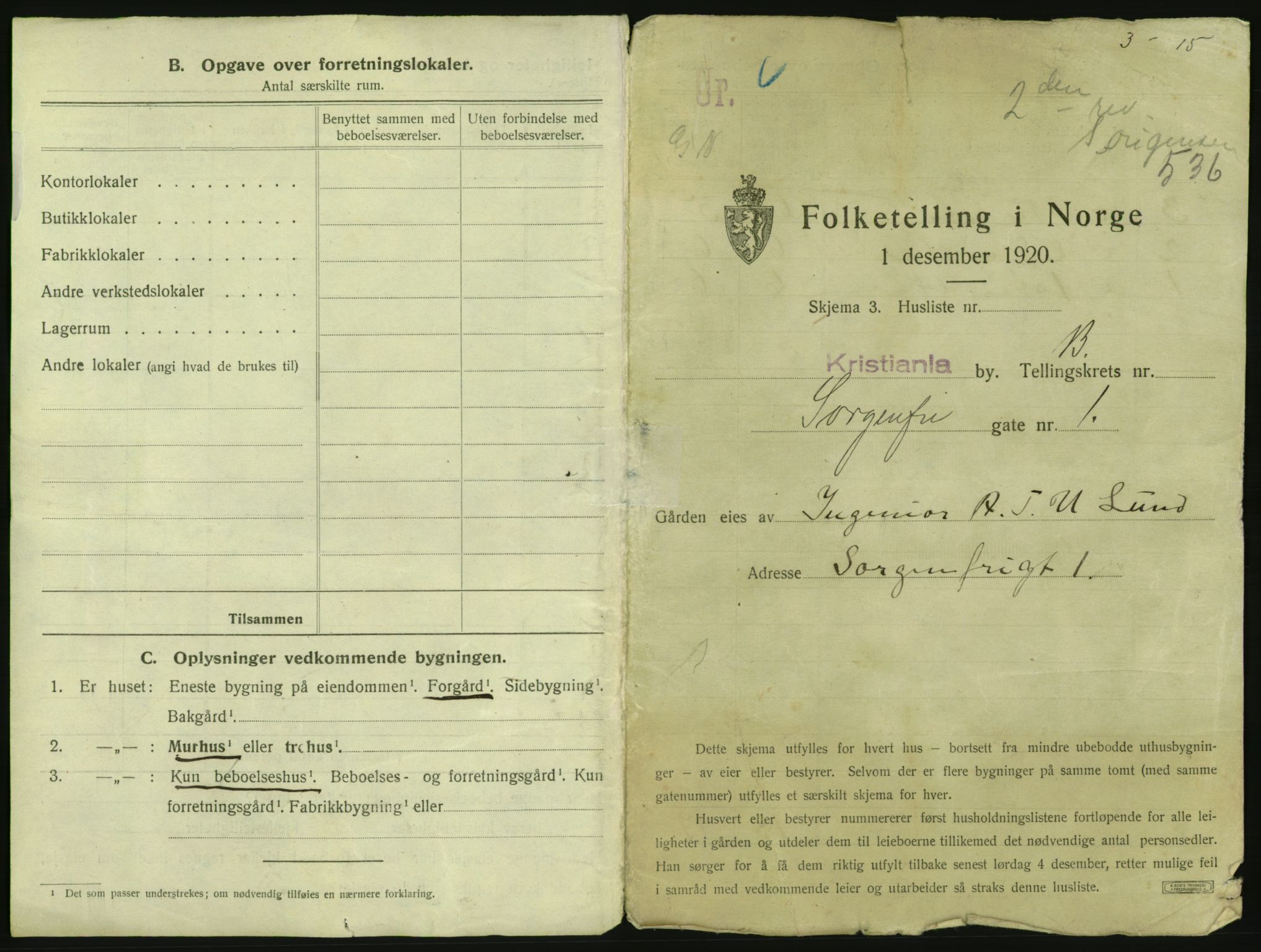 SAO, 1920 census for Kristiania, 1920, p. 100081